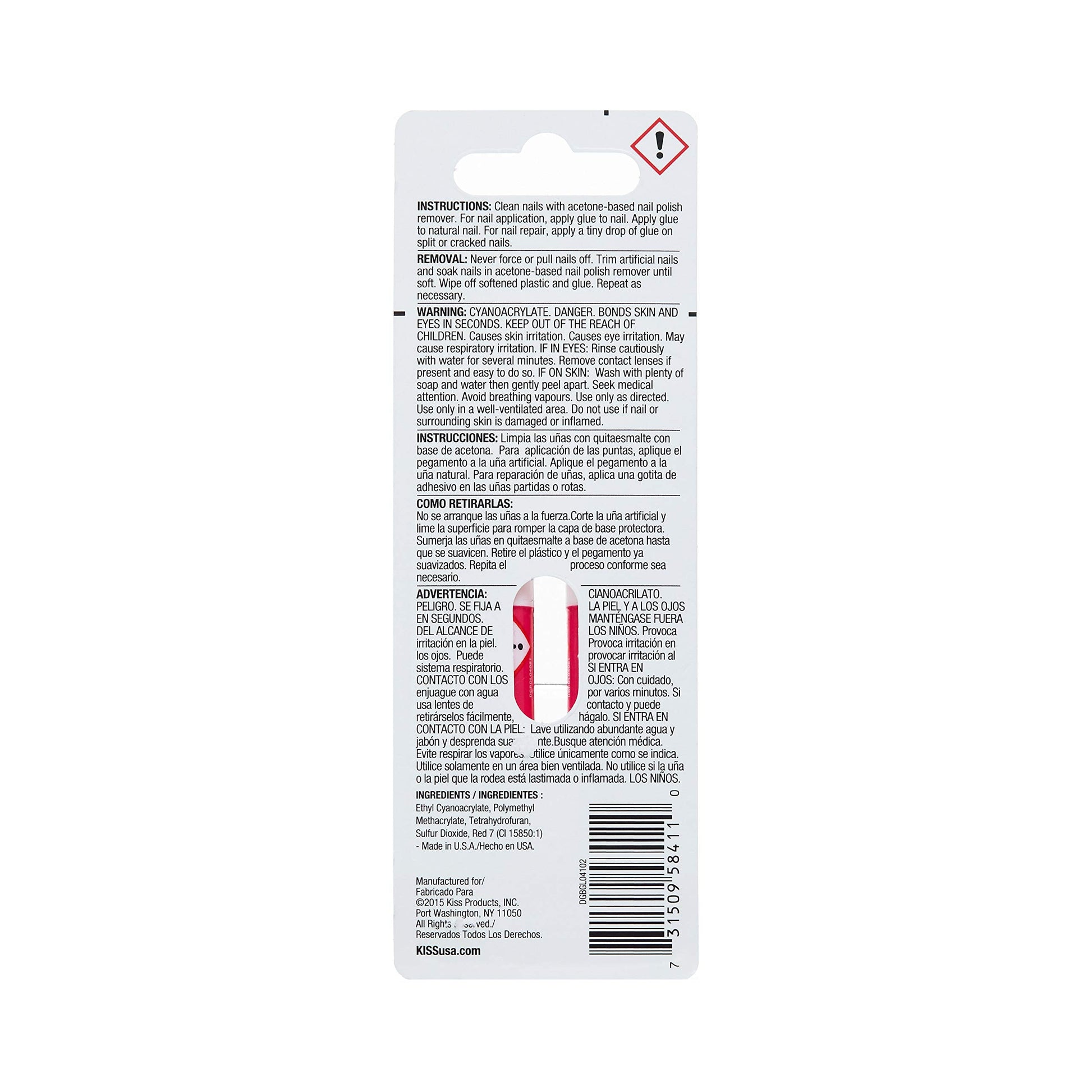 Close up of Kiss Pink Gel Nail Glue packaging for artificial nail application