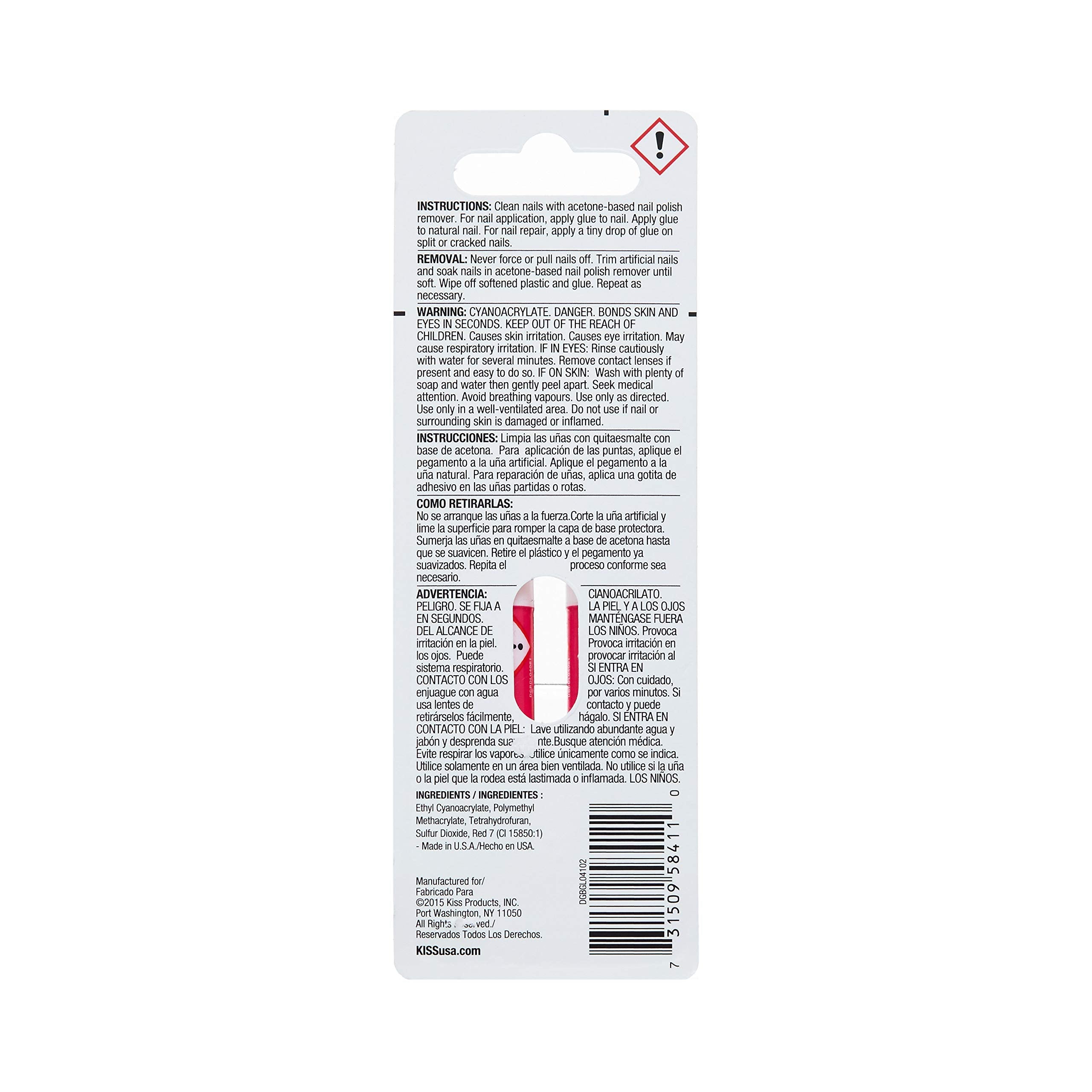 Close up of Kiss Pink Gel Nail Glue packaging for artificial nail application