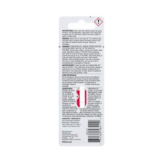 Close up of Kiss Pink Gel Nail Glue packaging for artificial nail application