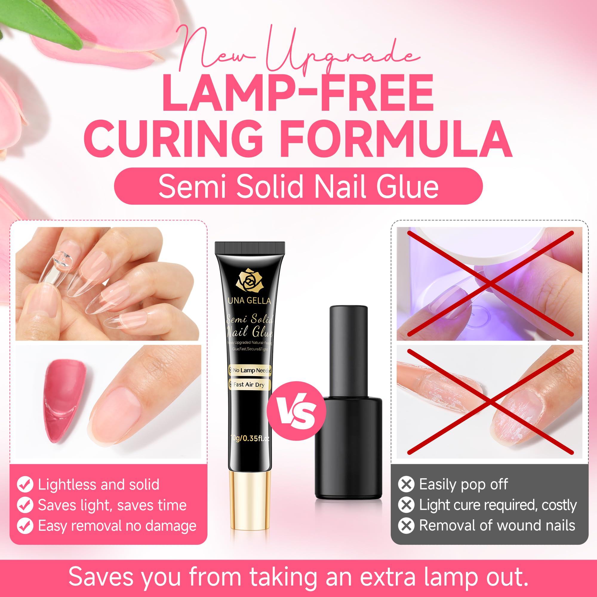 Two tubes of Una Gella semi solid gel nail glue