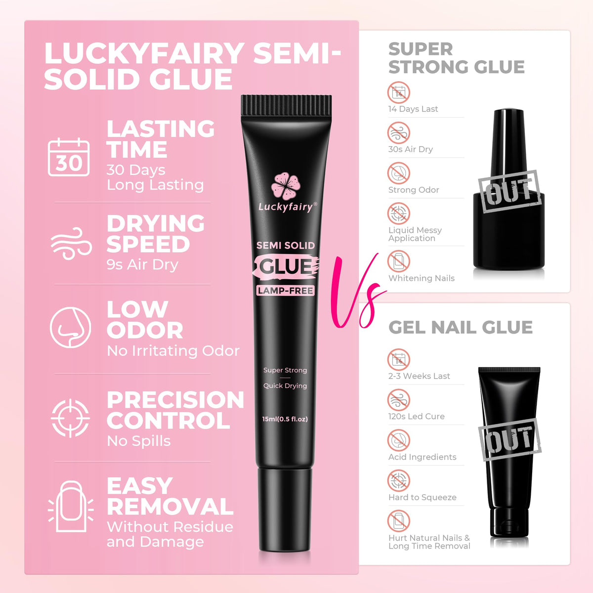 Luckyfairy lamp free nail glue for DIY manicures