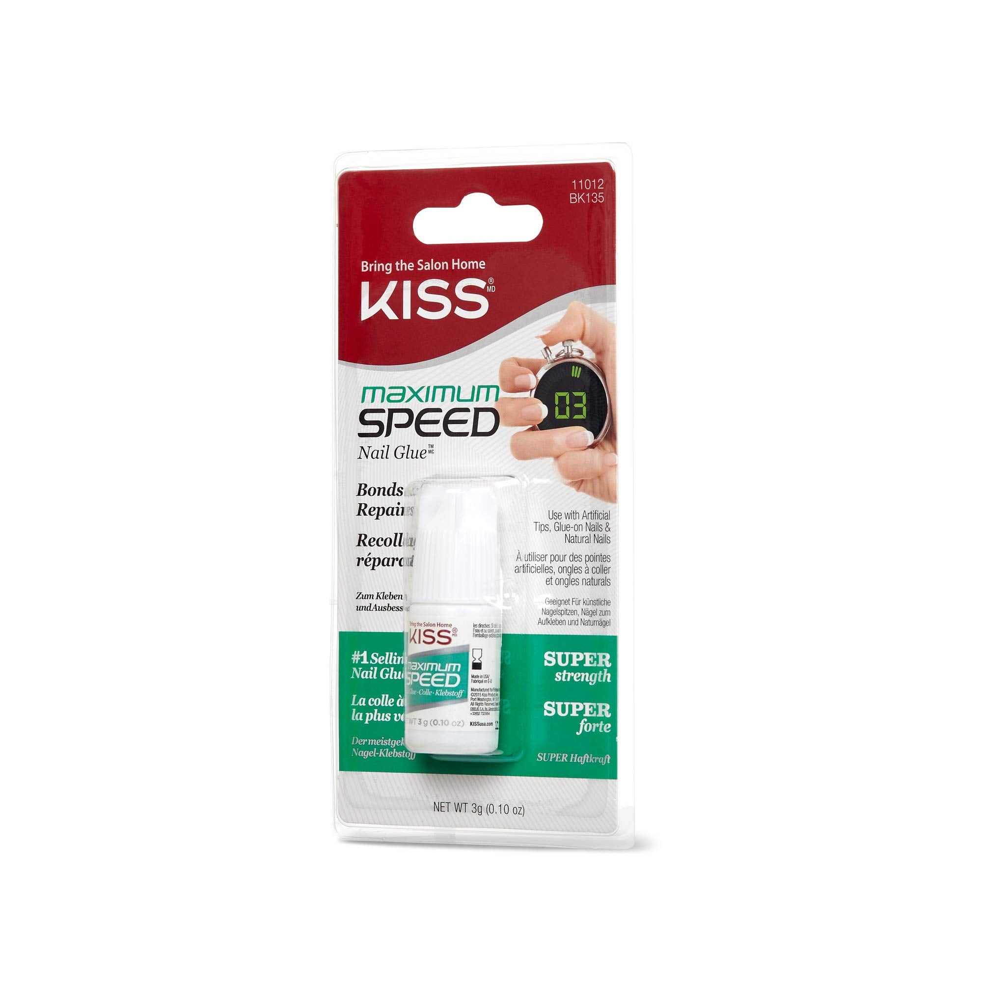 Three tubes of Kiss Maximum Speed Nail Glue for artificial nails