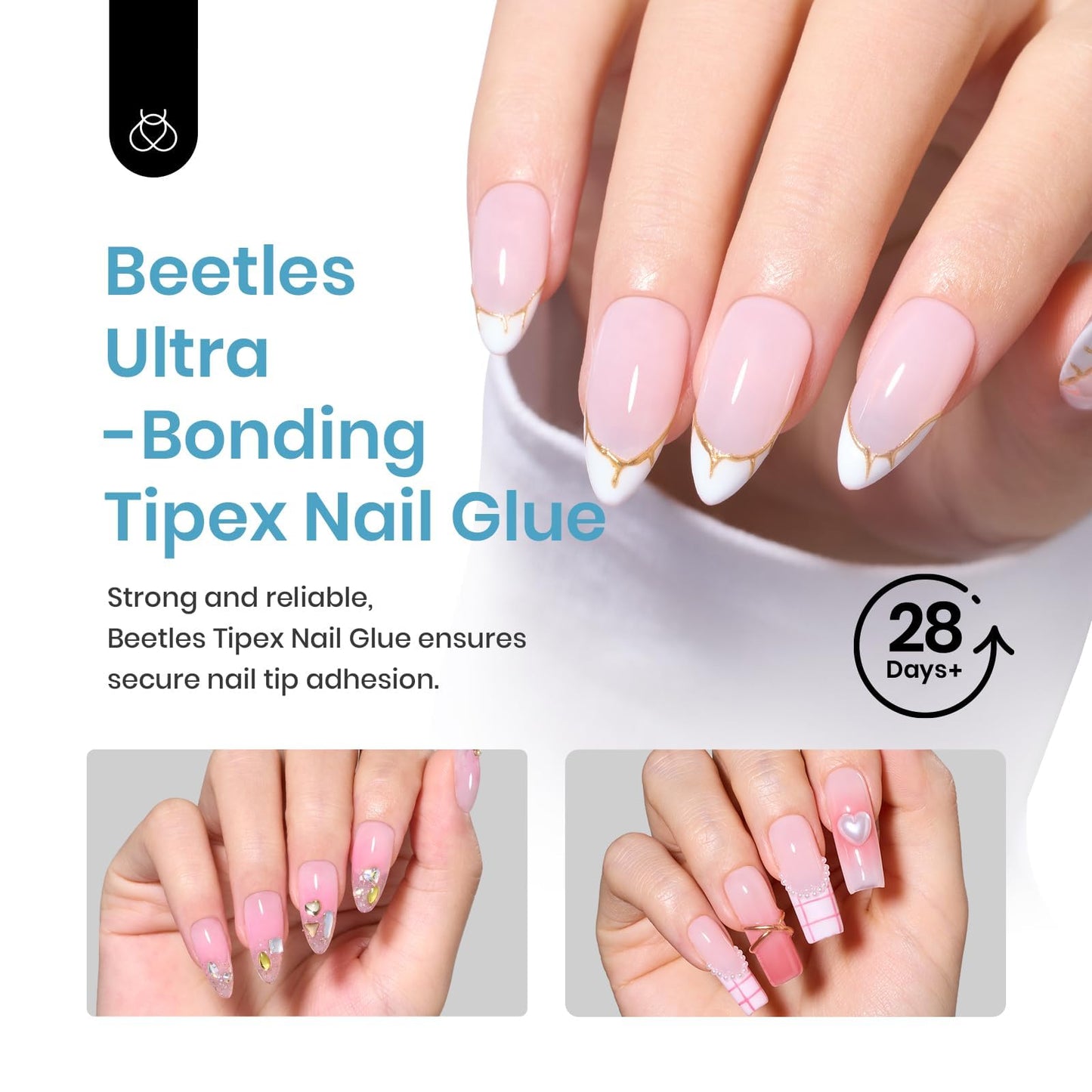 Application of Beetles Tipex glue on nail tips