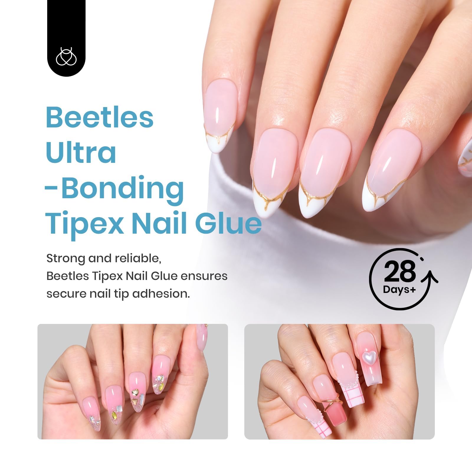 Application of Beetles Tipex glue on nail tips