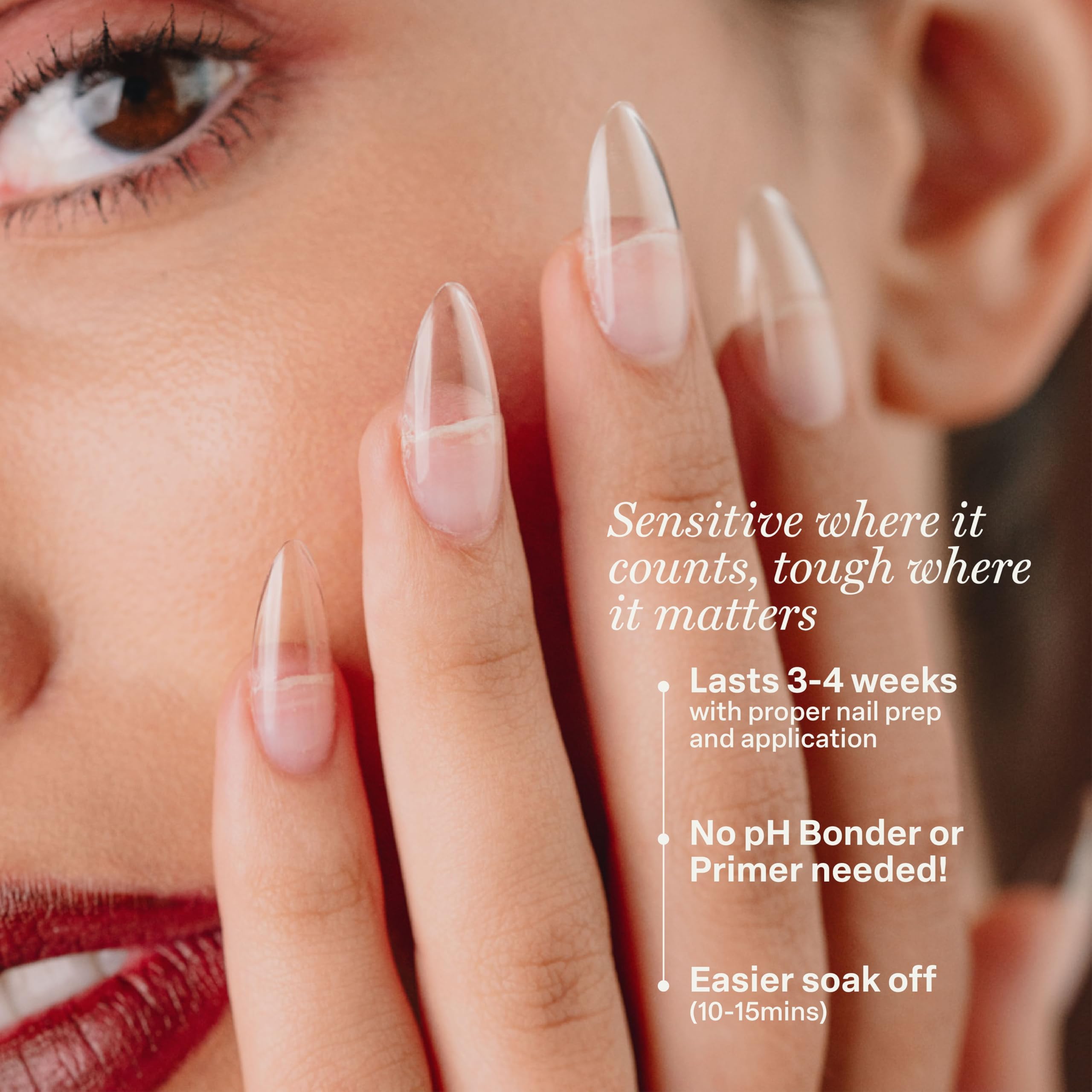 Professional nail technician using AprÃ©s Extend Gel