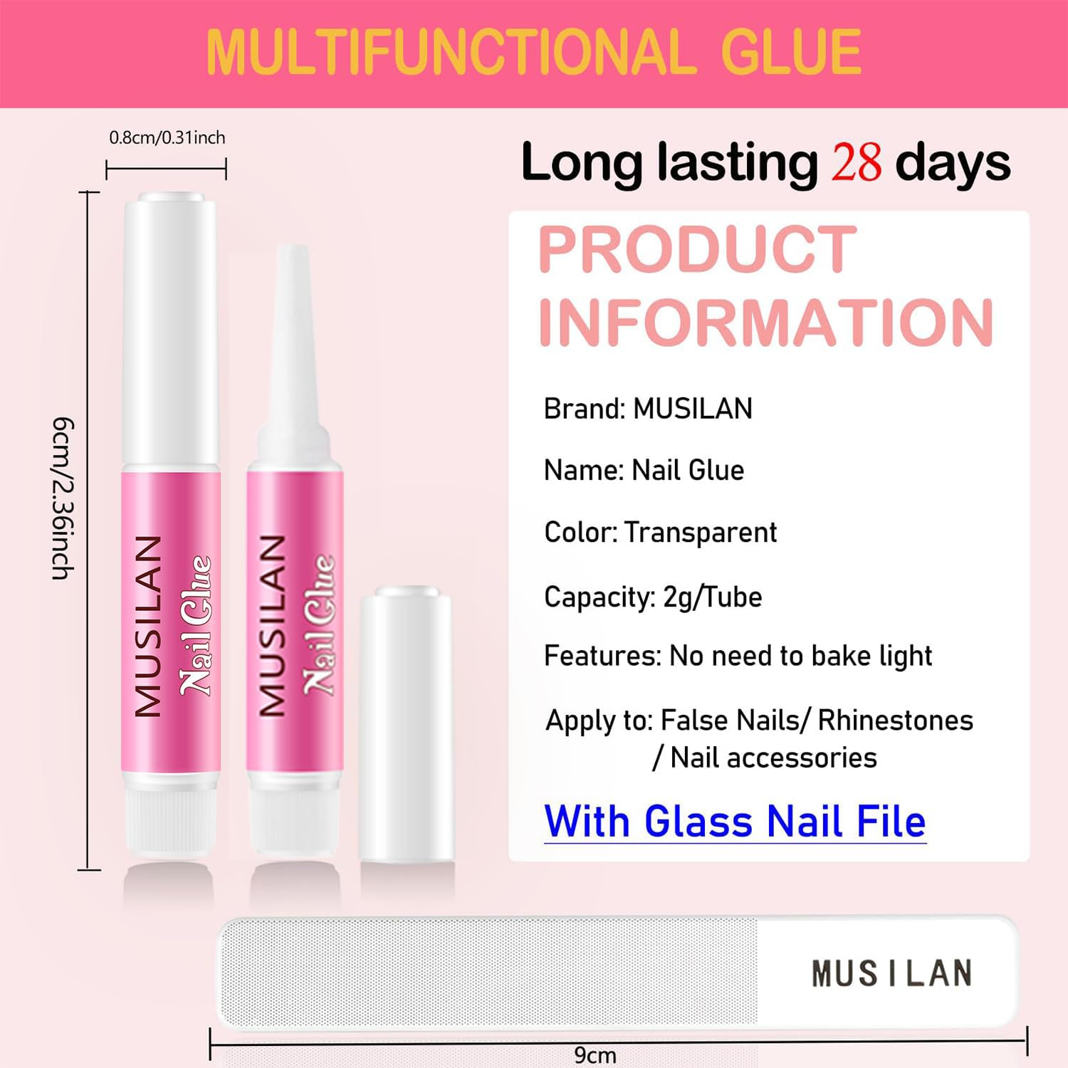 Musilan ultra quick drying nail glue tube detail