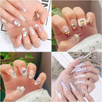 Musilan press on nail adhesive tubes arranged for display