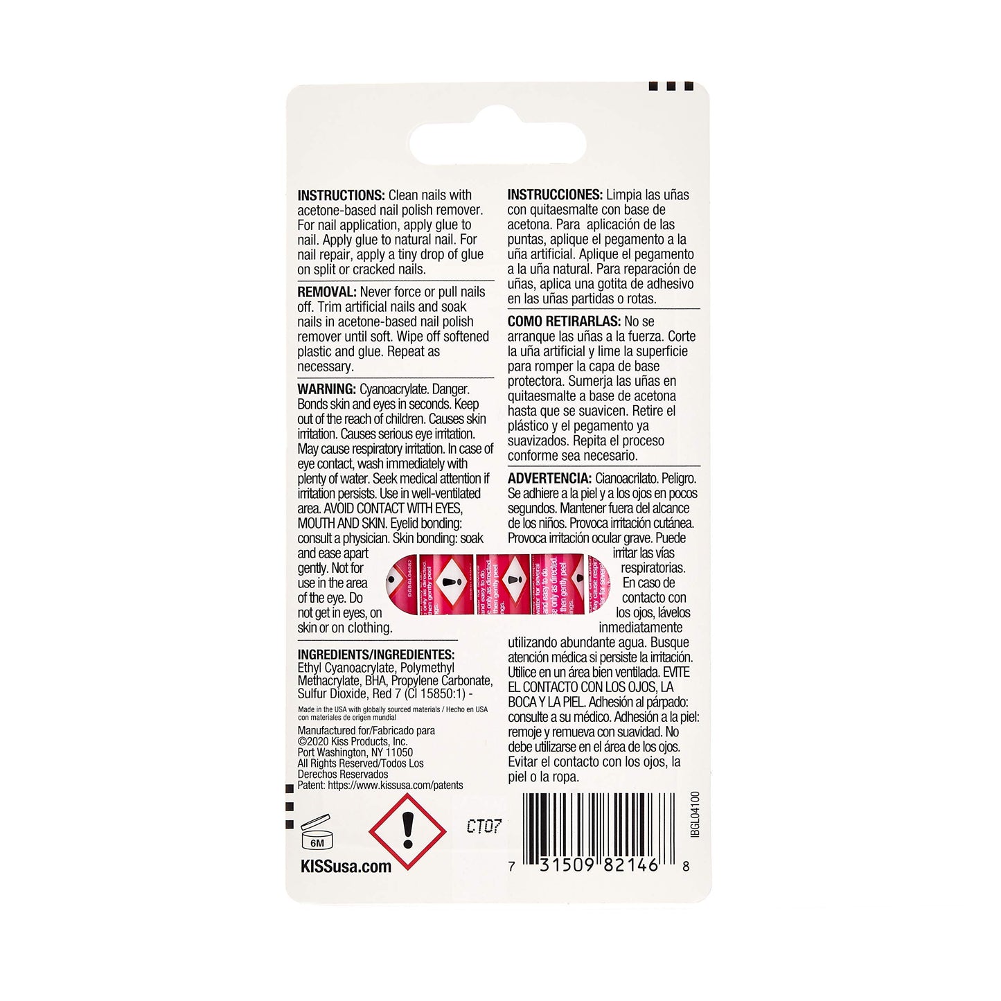 Five travel sized Kiss Pink Gel Nail Glue pipettes
