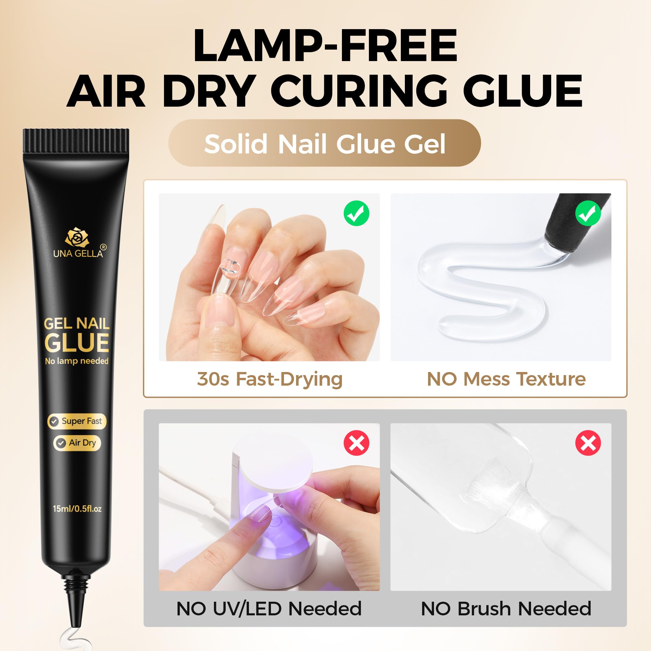 Una Gella semi solid nail glue gel bottles packaging