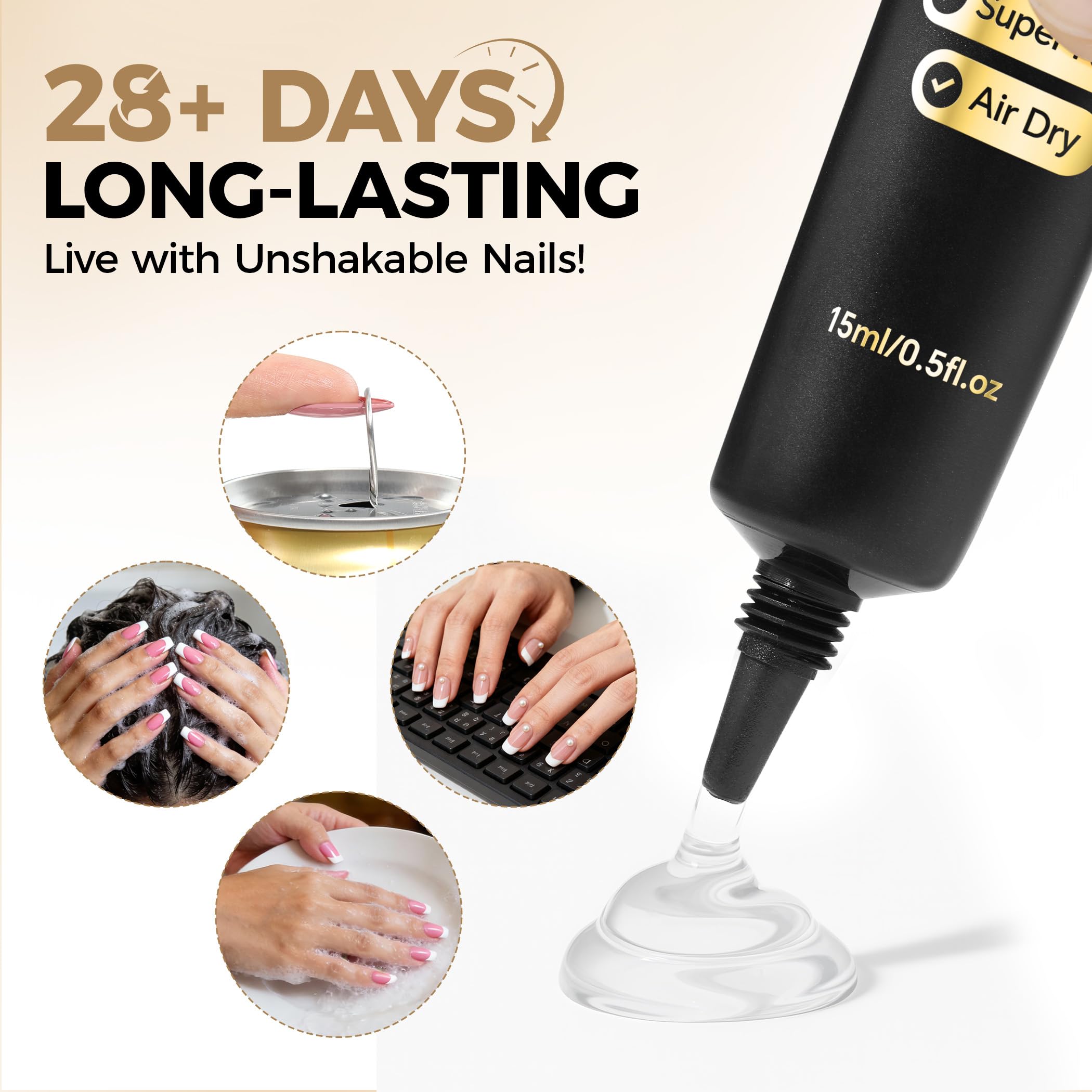 Close up of Una Gella nail glue gel texture and consistency