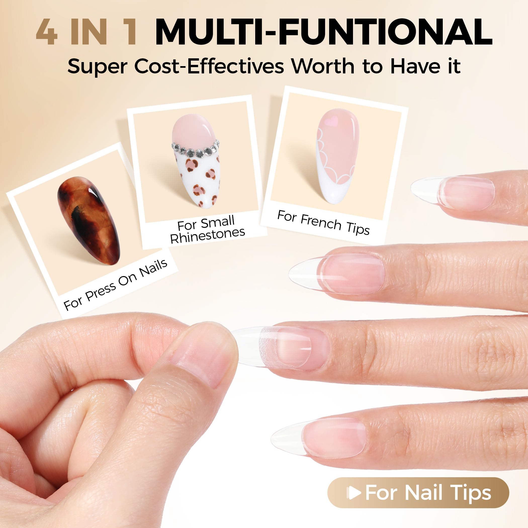 Una Gella nail glue gel dry finish on acrylic nail tips