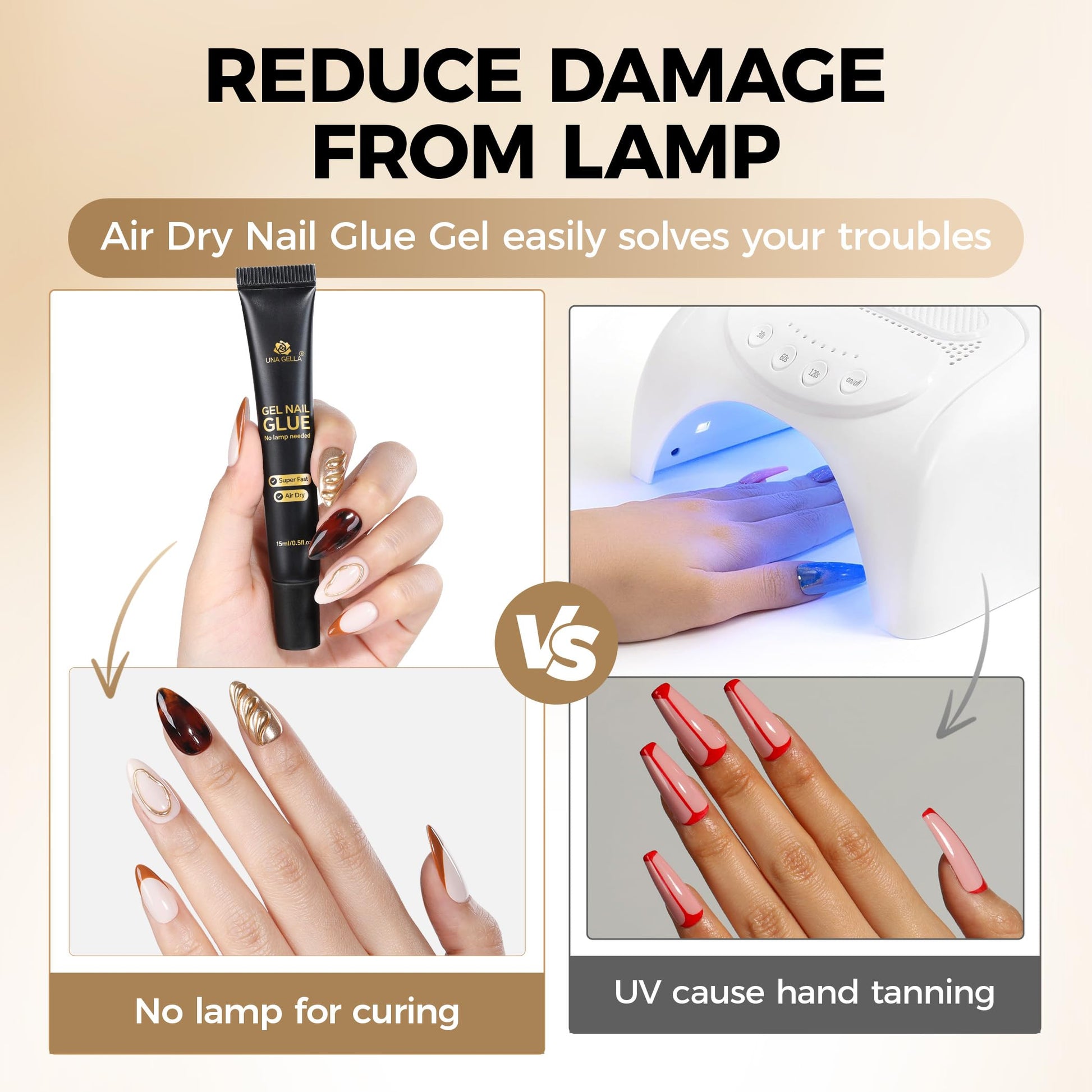 Instructions for using Una Gella air dry nail glue gel