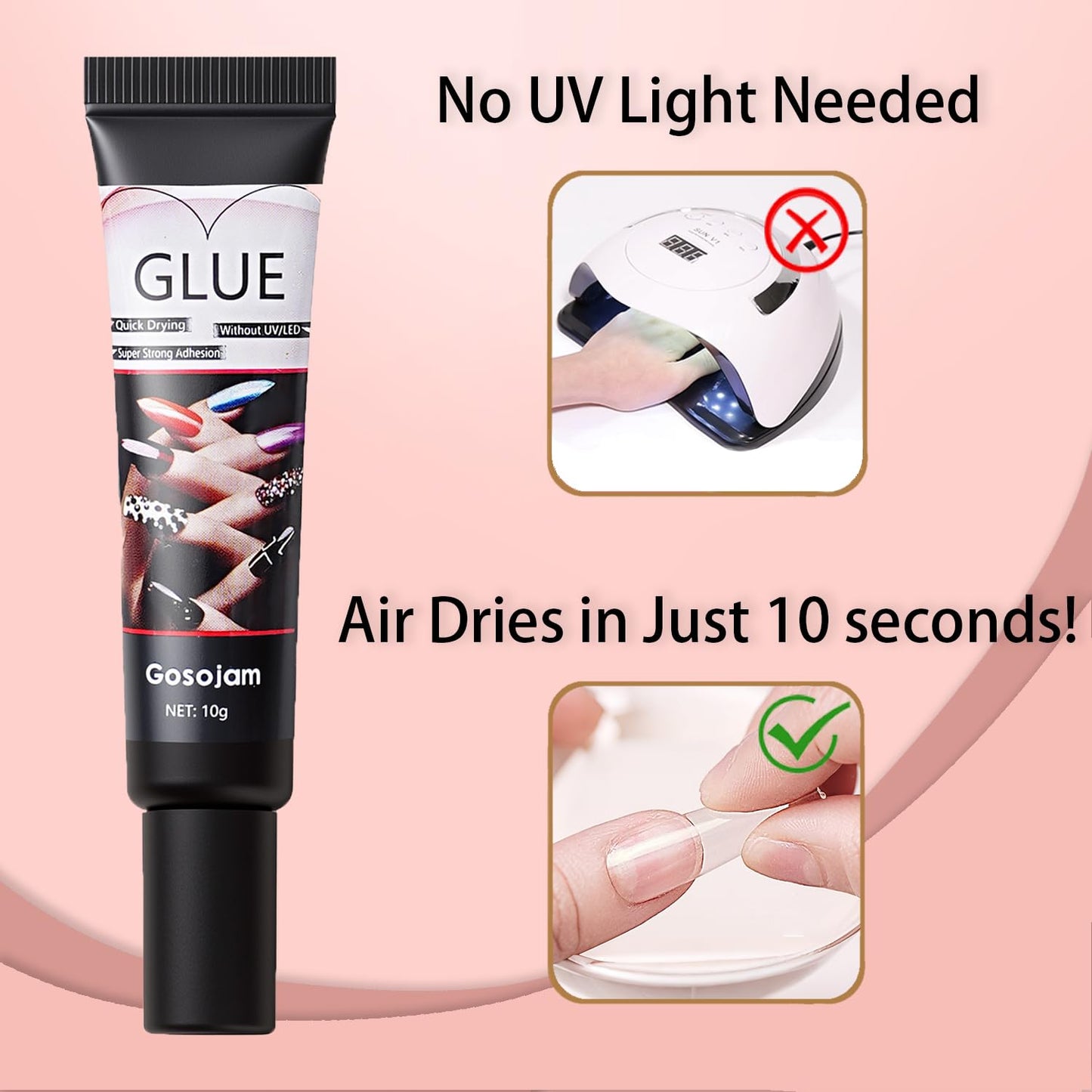Close up of Gellen professional nail adhesive texture and applicator