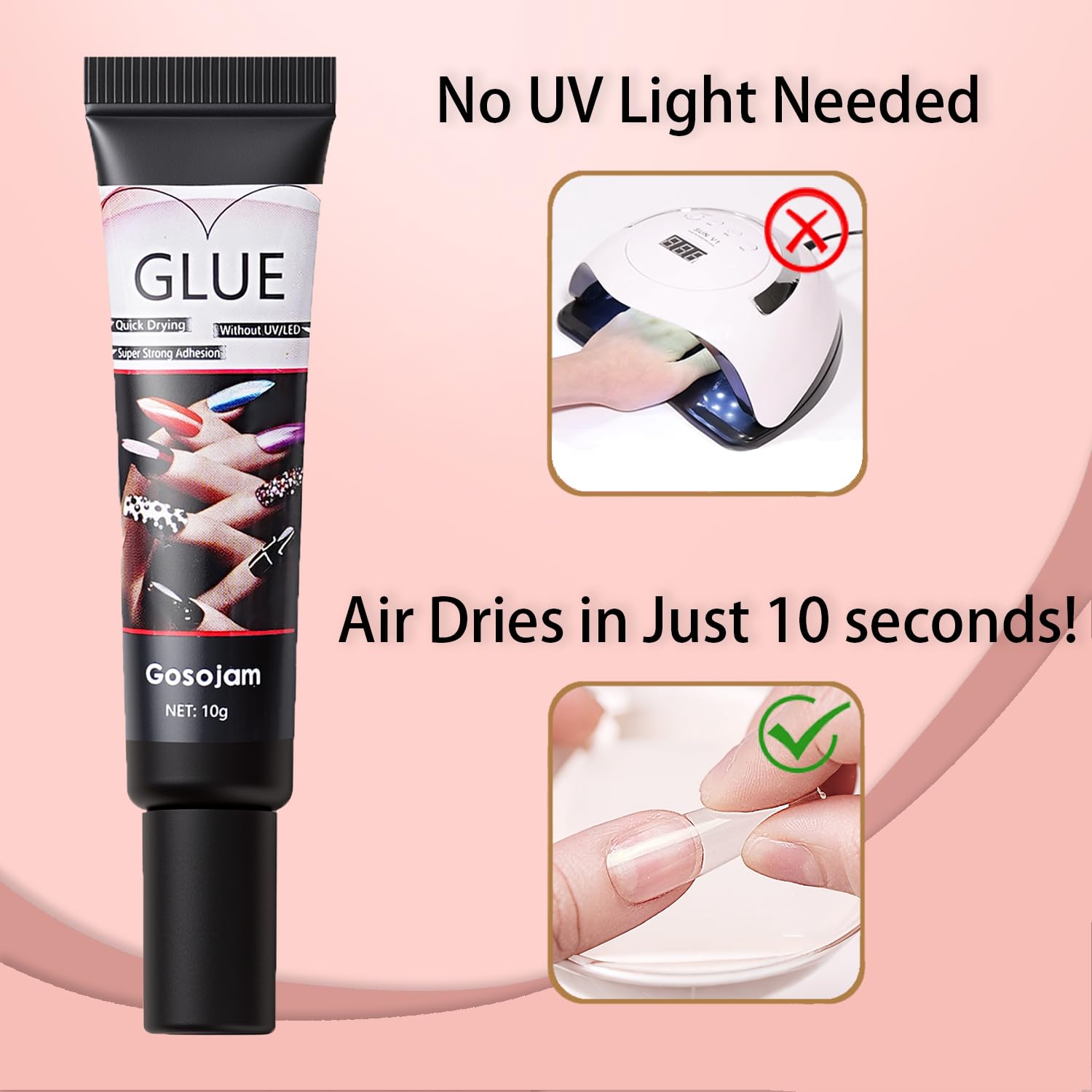 Close up of Gellen professional nail adhesive texture and applicator
