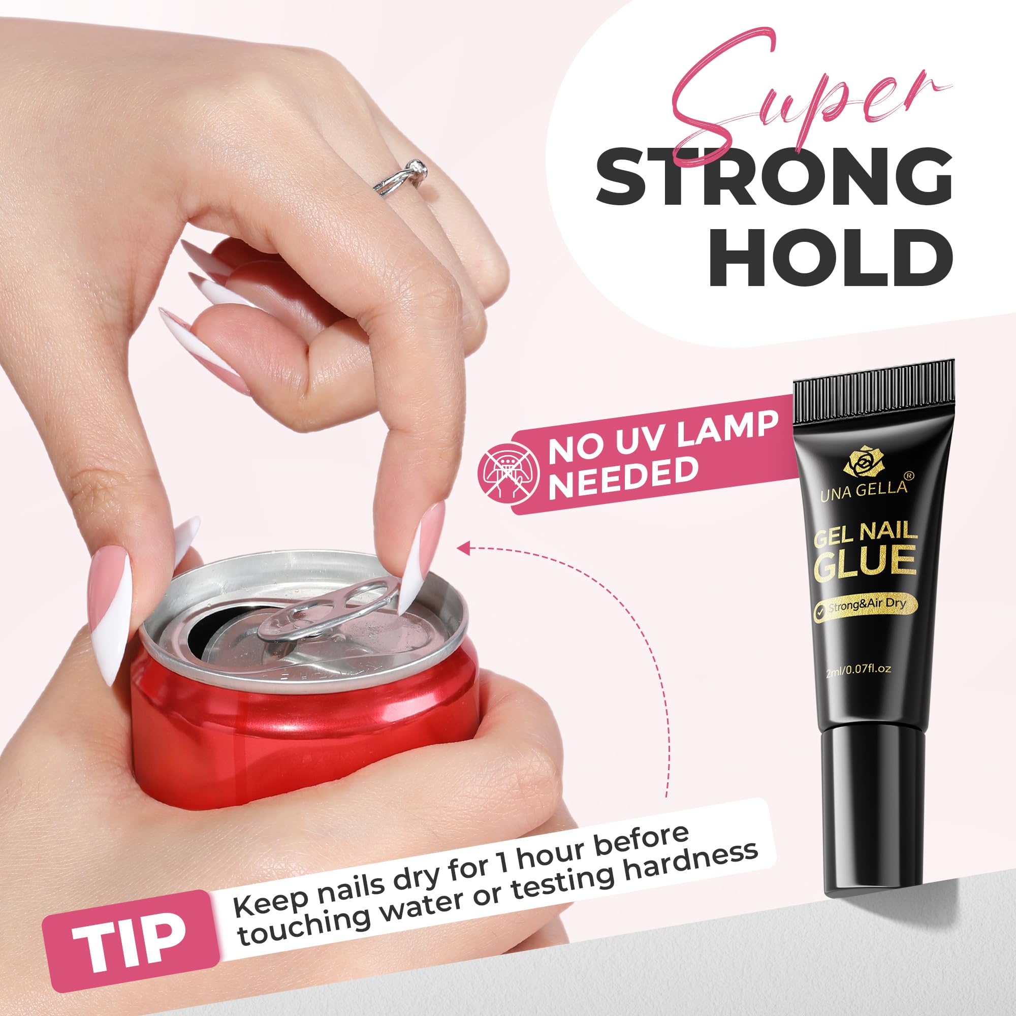 Una Gella nail glue tubes in retail packaging
