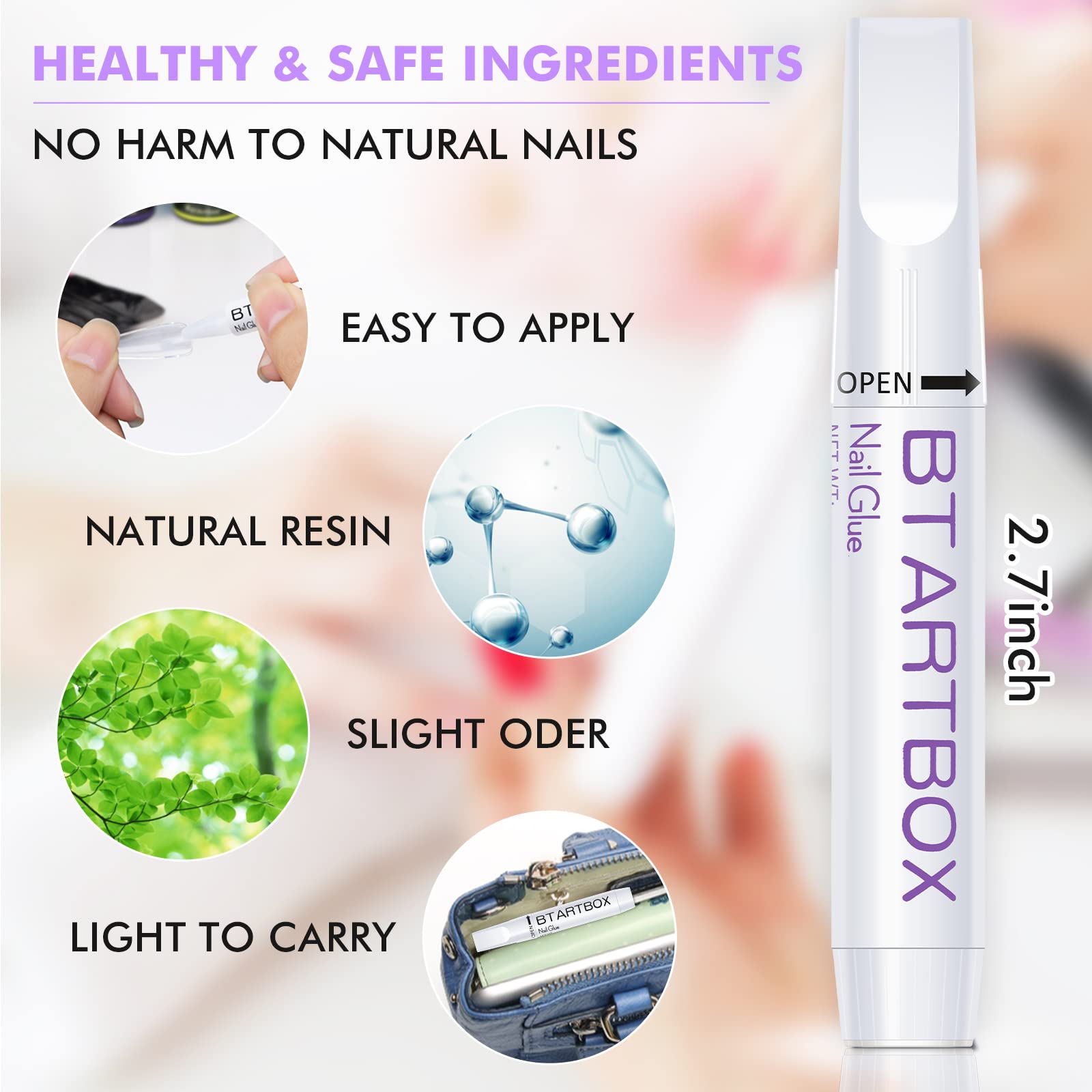 Detailed view of BtArtbox professional nail adhesive