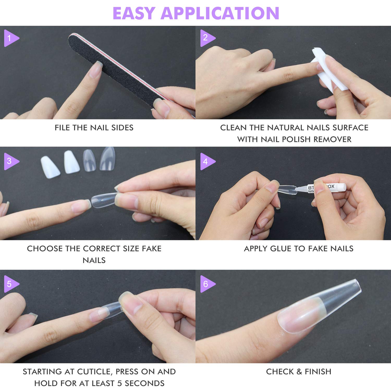Application of BtArtbox glue on acrylic nail tips