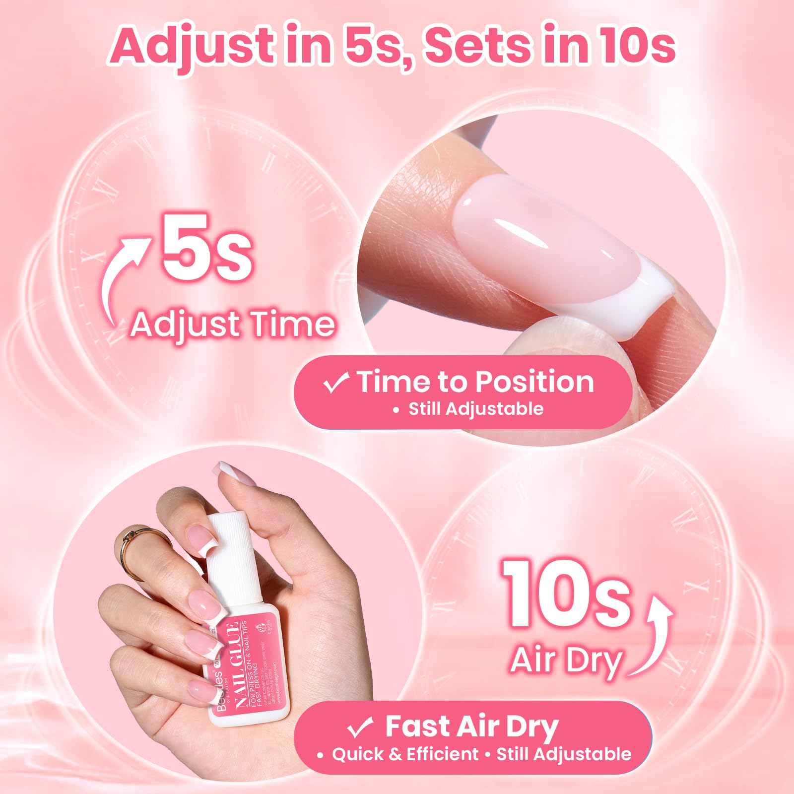 Close up of Beetles nail glue applicator brush