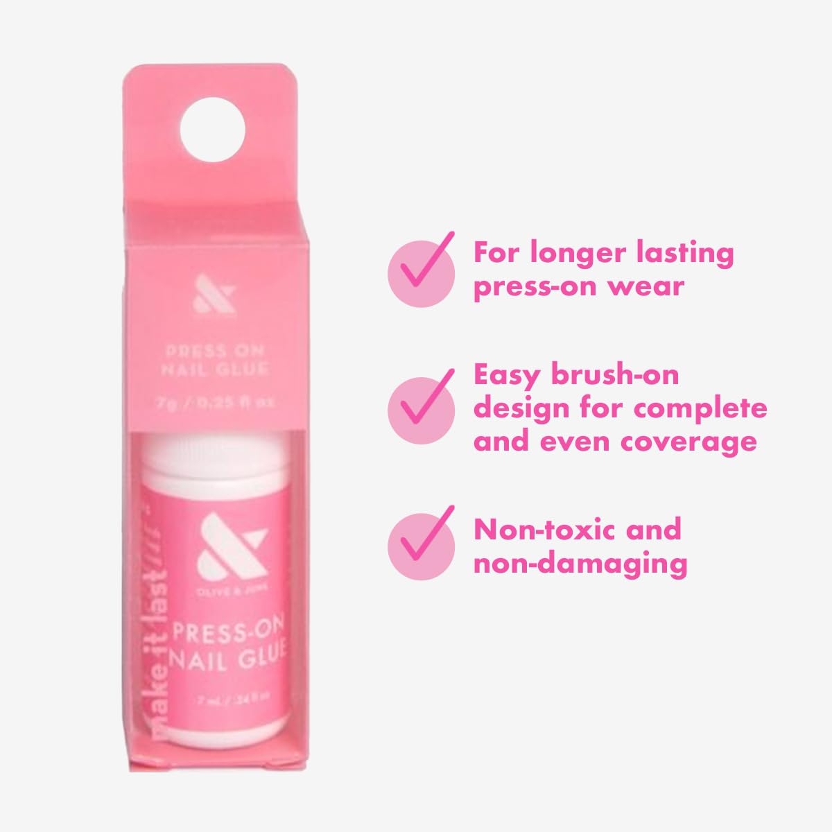 Close up of Olive and June nail glue brush applicator