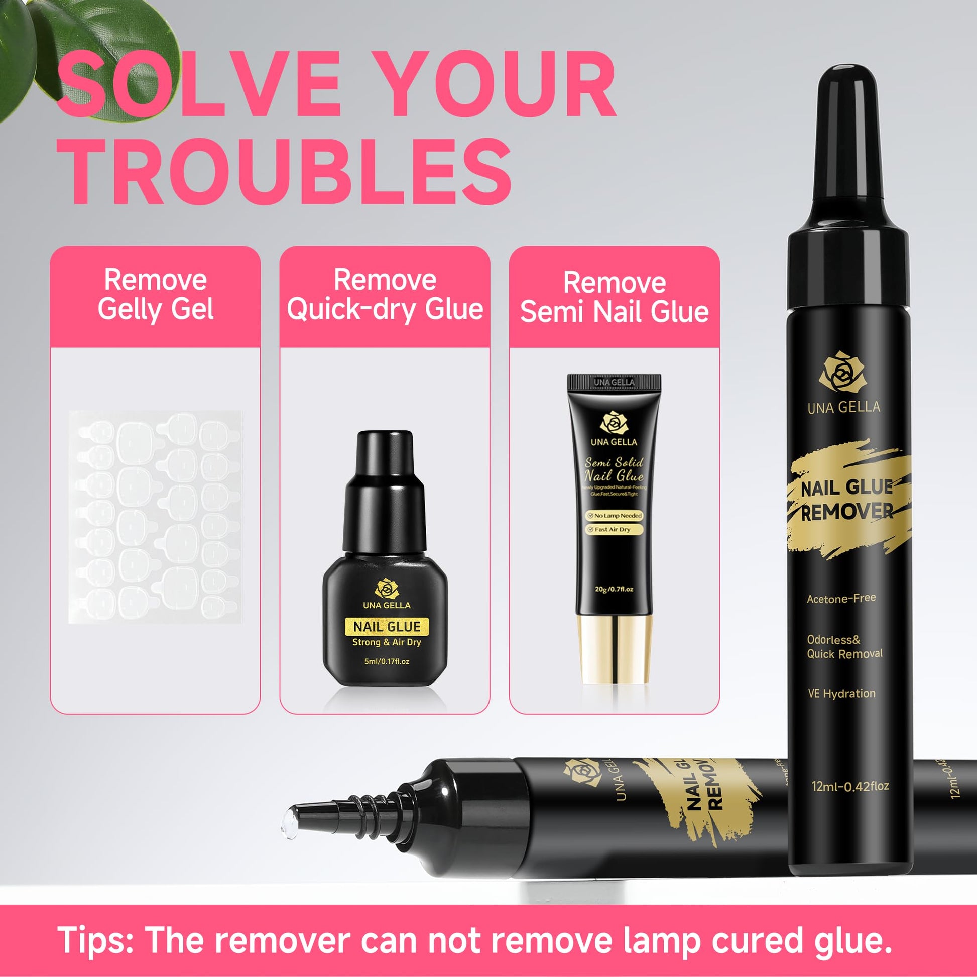 Close up of Una Gella acetone free debonder packaging