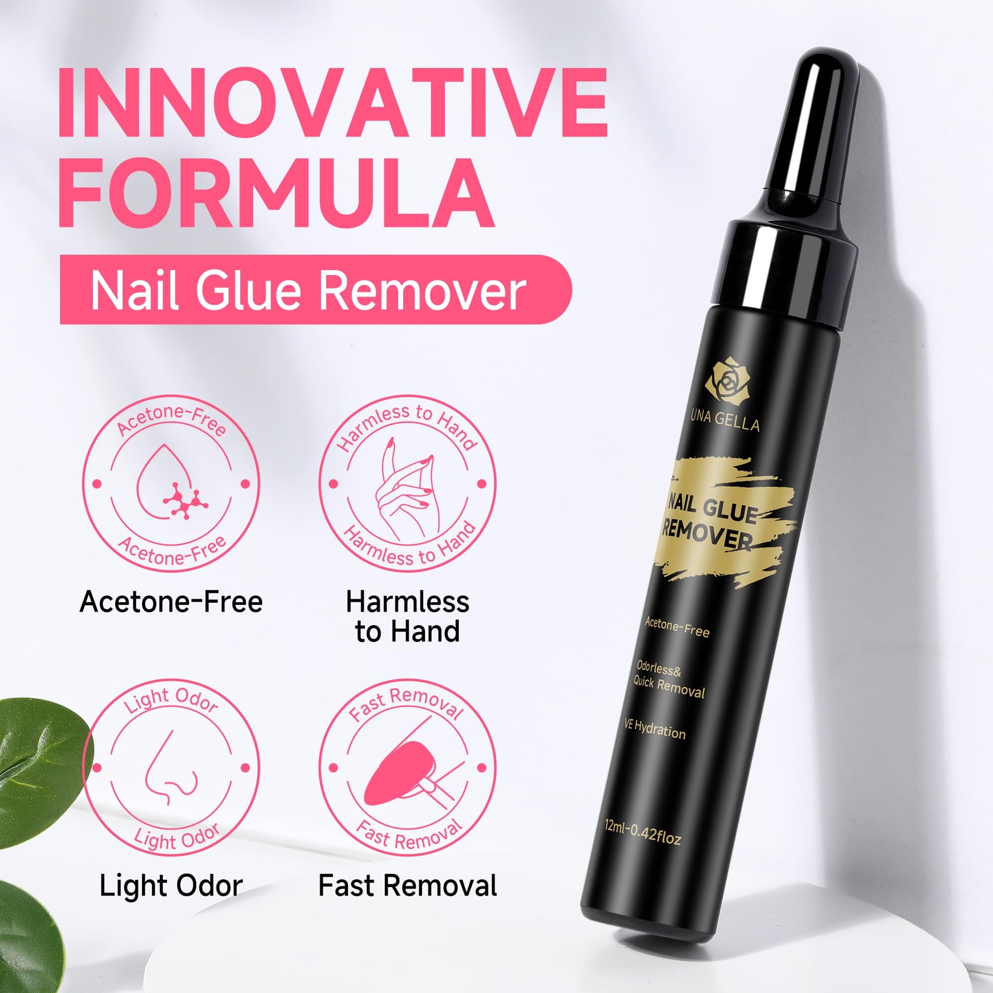 Una Gella nail glue remover for press on nails 12 milliliter bottles