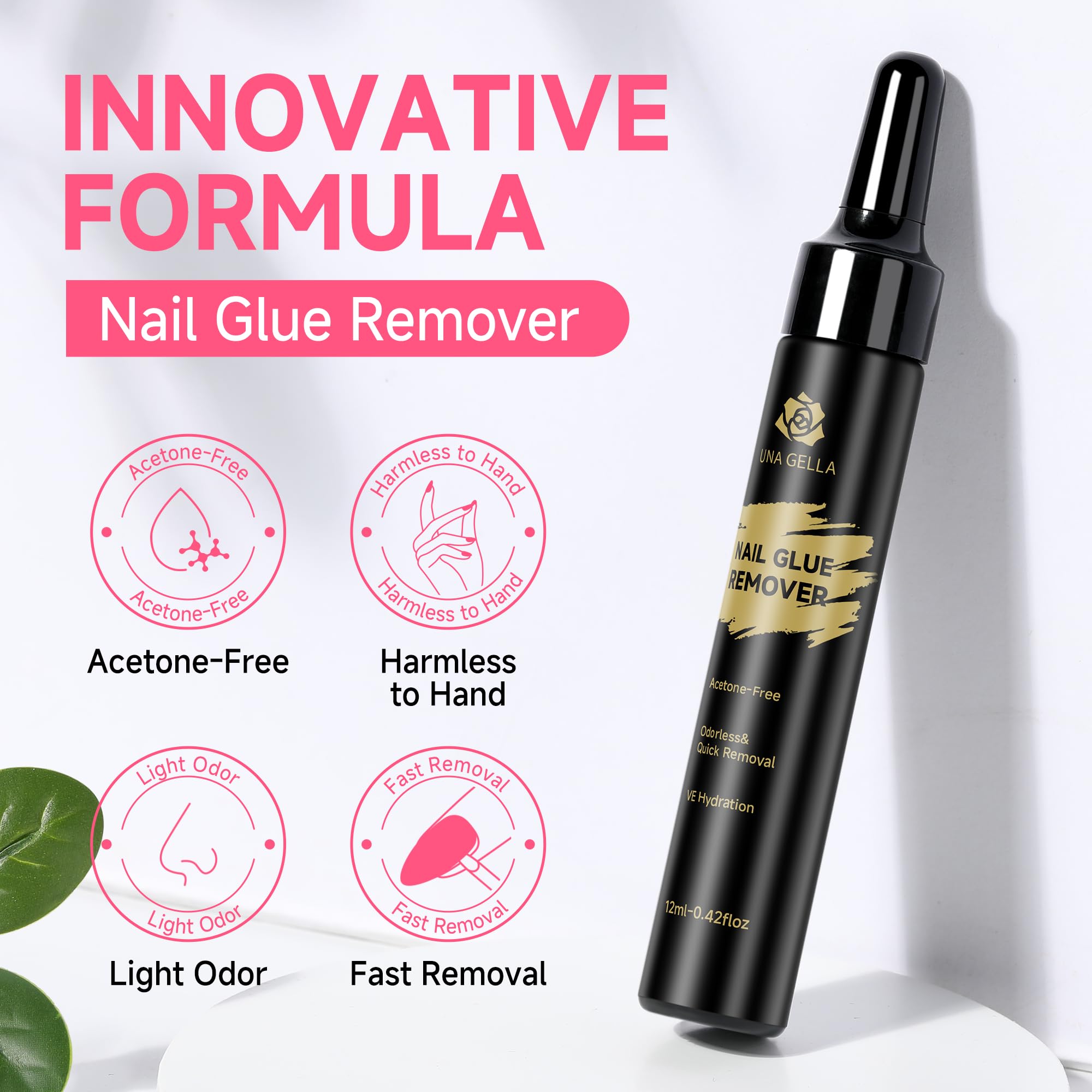 Una Gella nail glue remover for press on nails 12 milliliter bottles