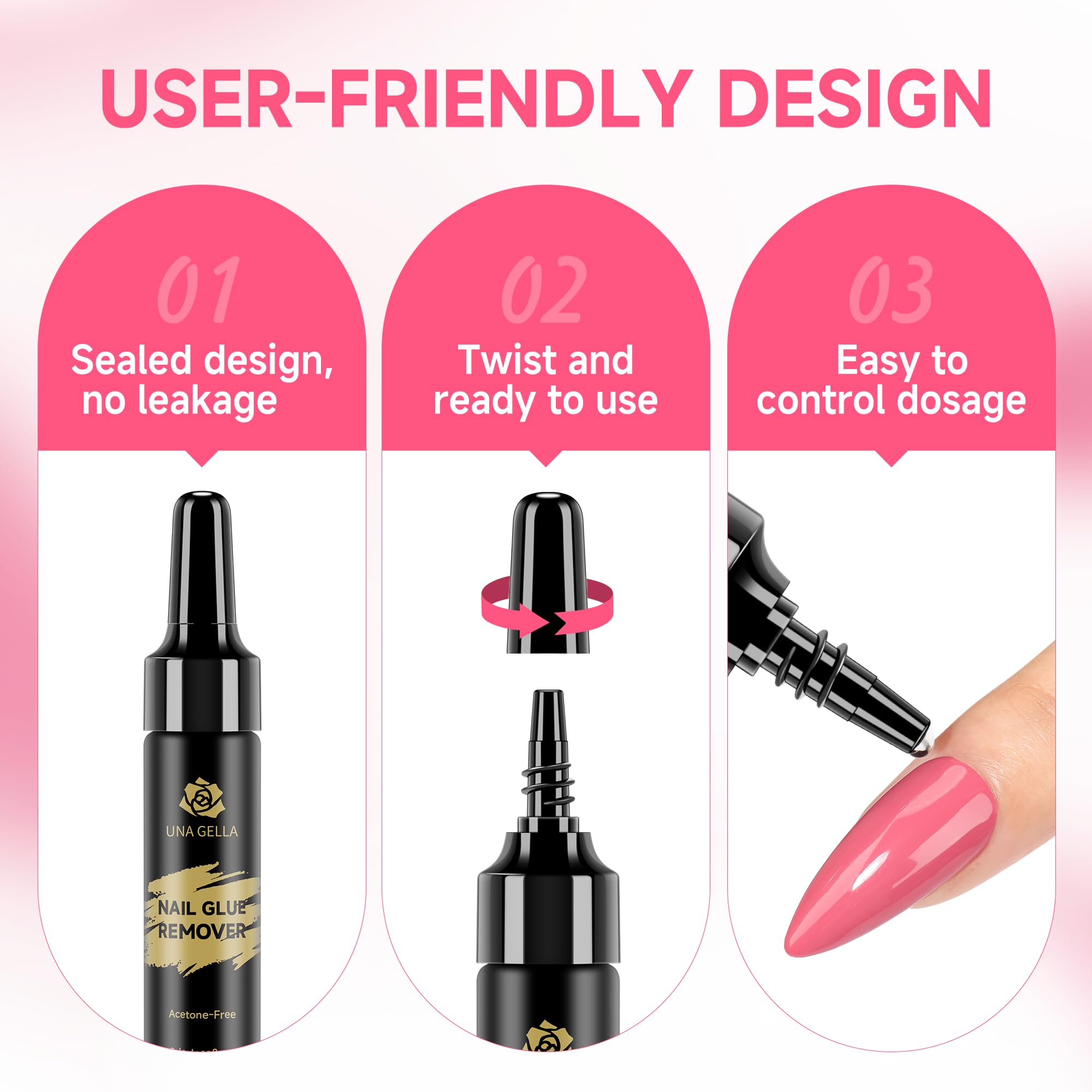 Applying Una Gella nail glue remover to press on nails