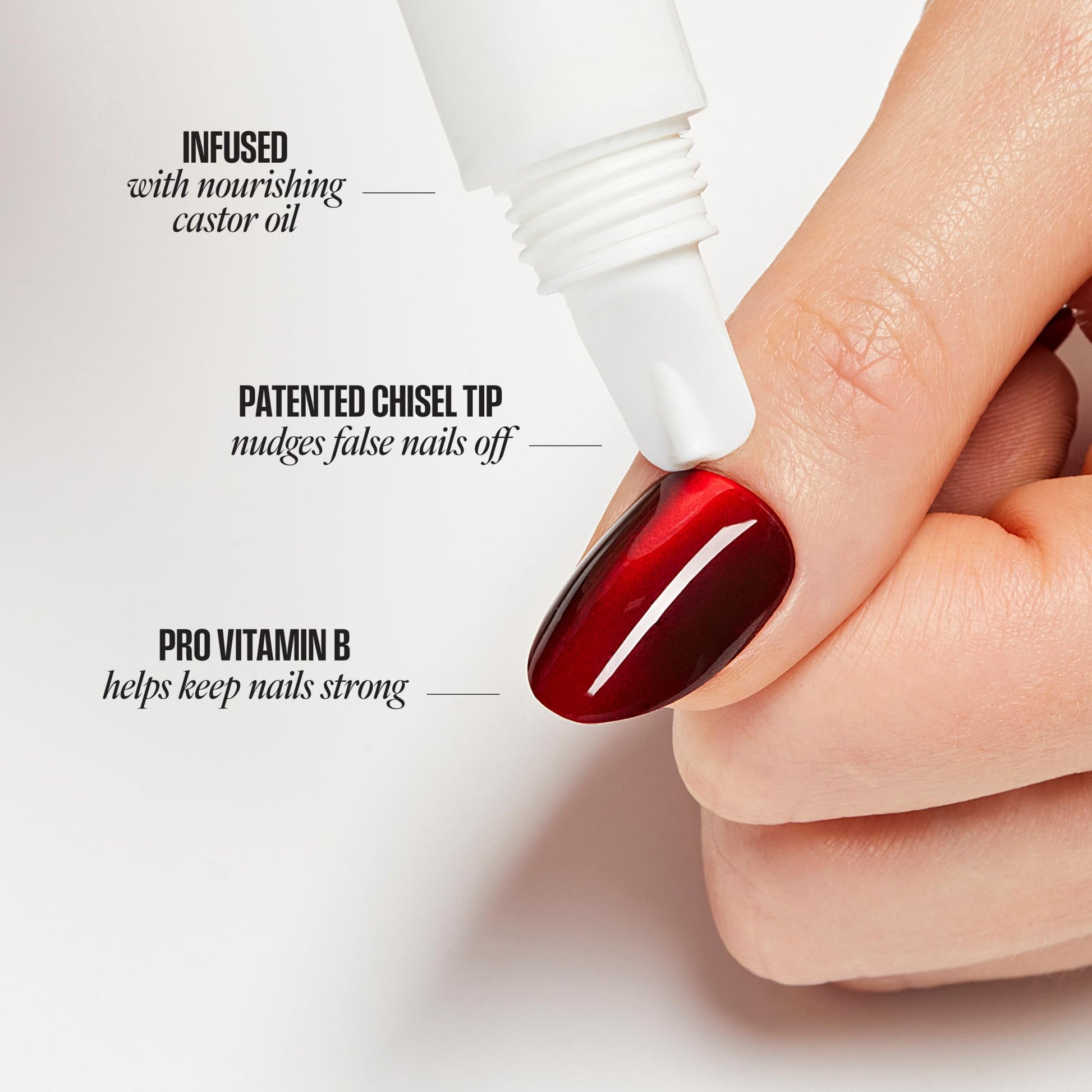 Kiss Glue Off remover gel texture and application illustration