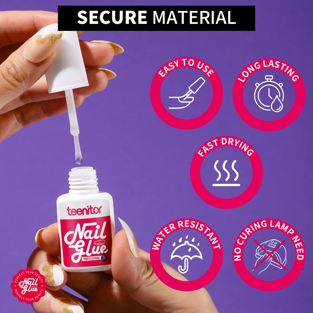 Teenitor adhesive bottle showing precision brush applicator