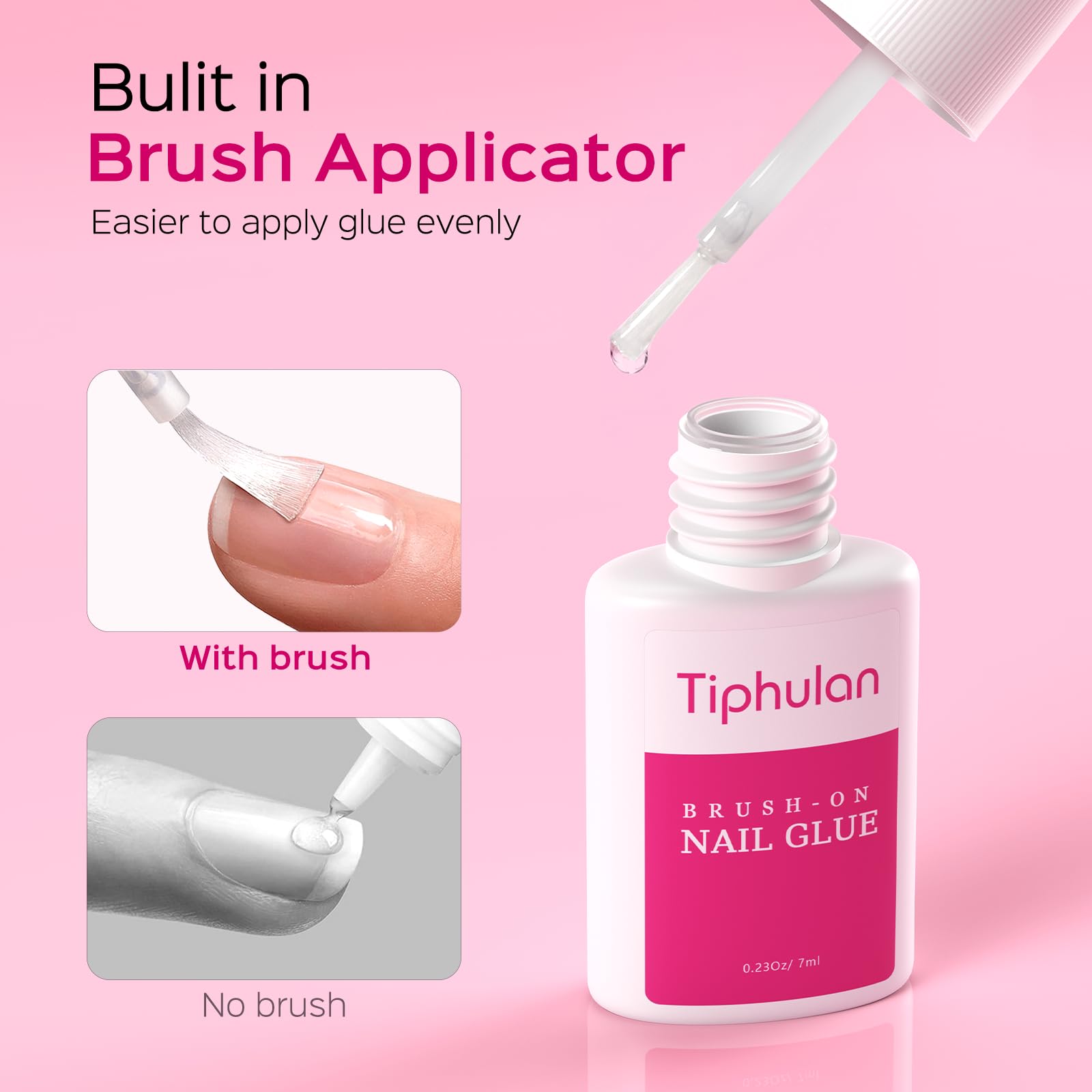 Close up of Tiphulan nail glue brush applicator
