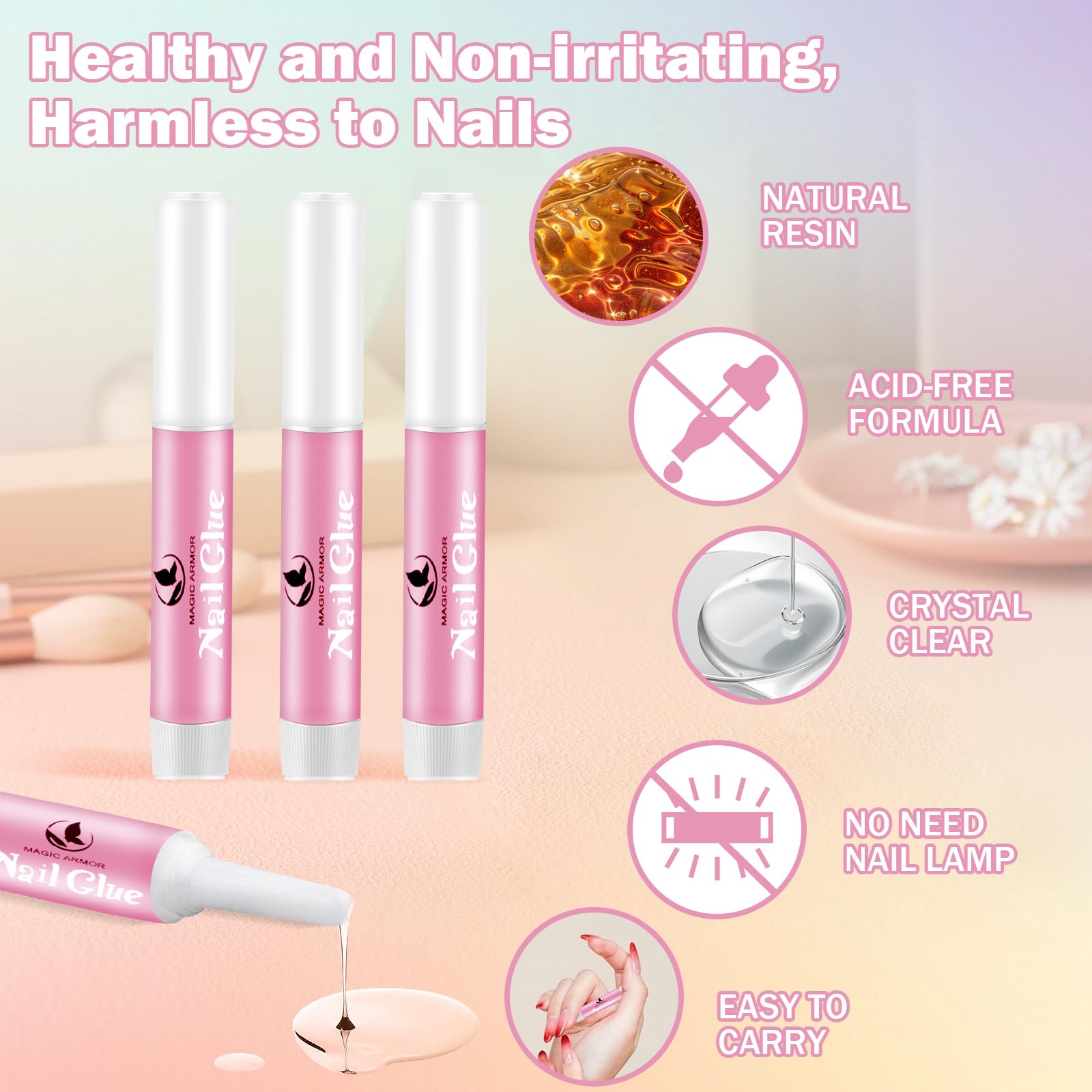 Professional nail glue set for acrylic and press on nails