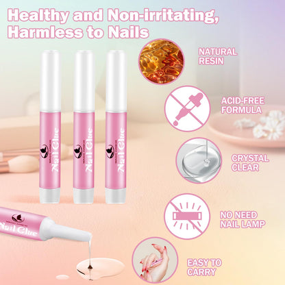 Professional nail glue set for acrylic and press on nails