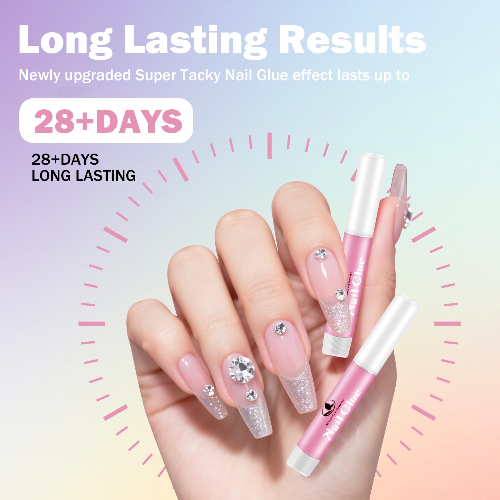 High strength adhesive tubes for artificial nail tips