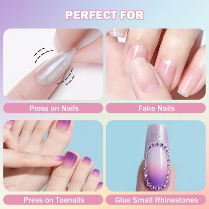 Precision application of Magic Armor nail glue on press on nails