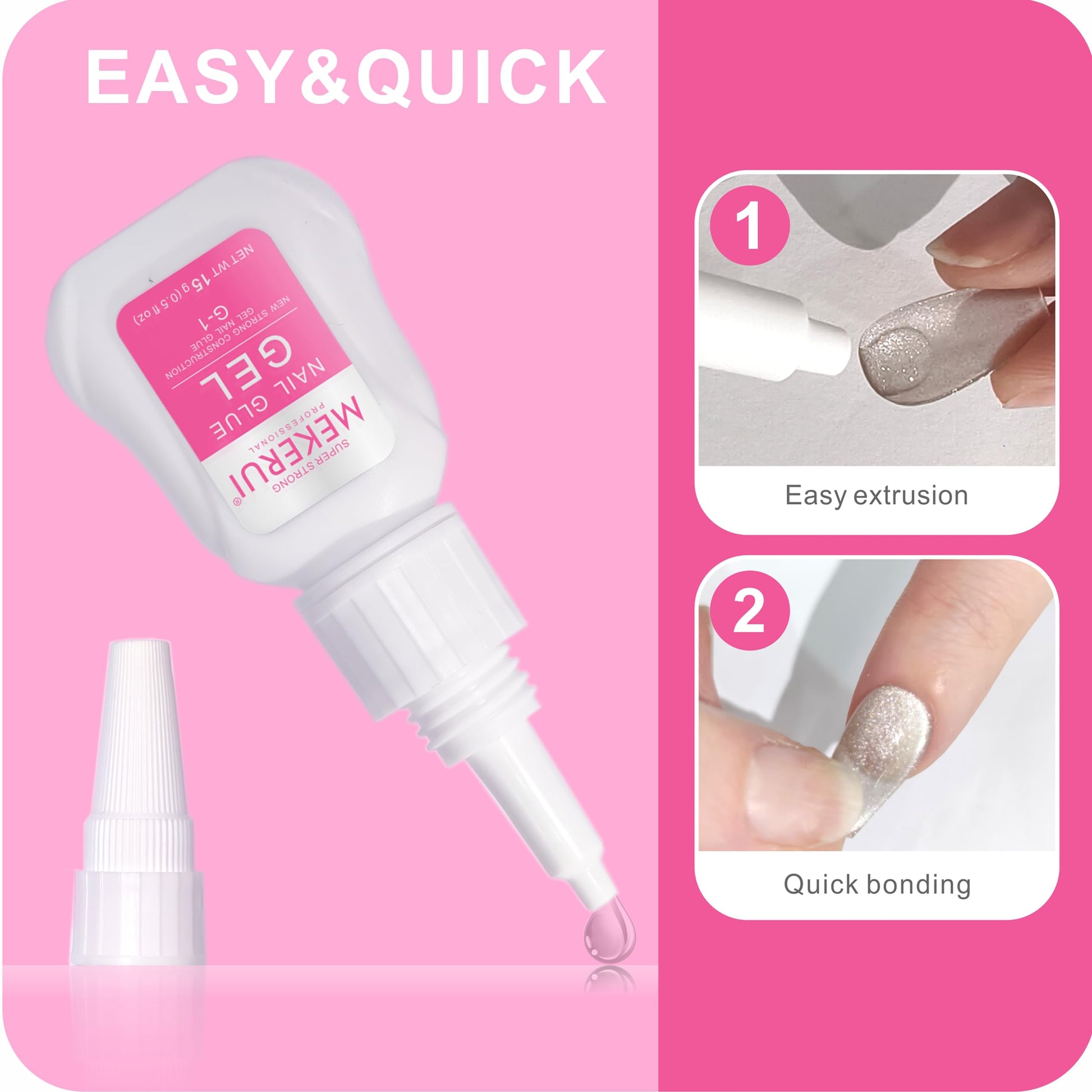 Close up of Thr3e Strokes nail adhesive gel texture