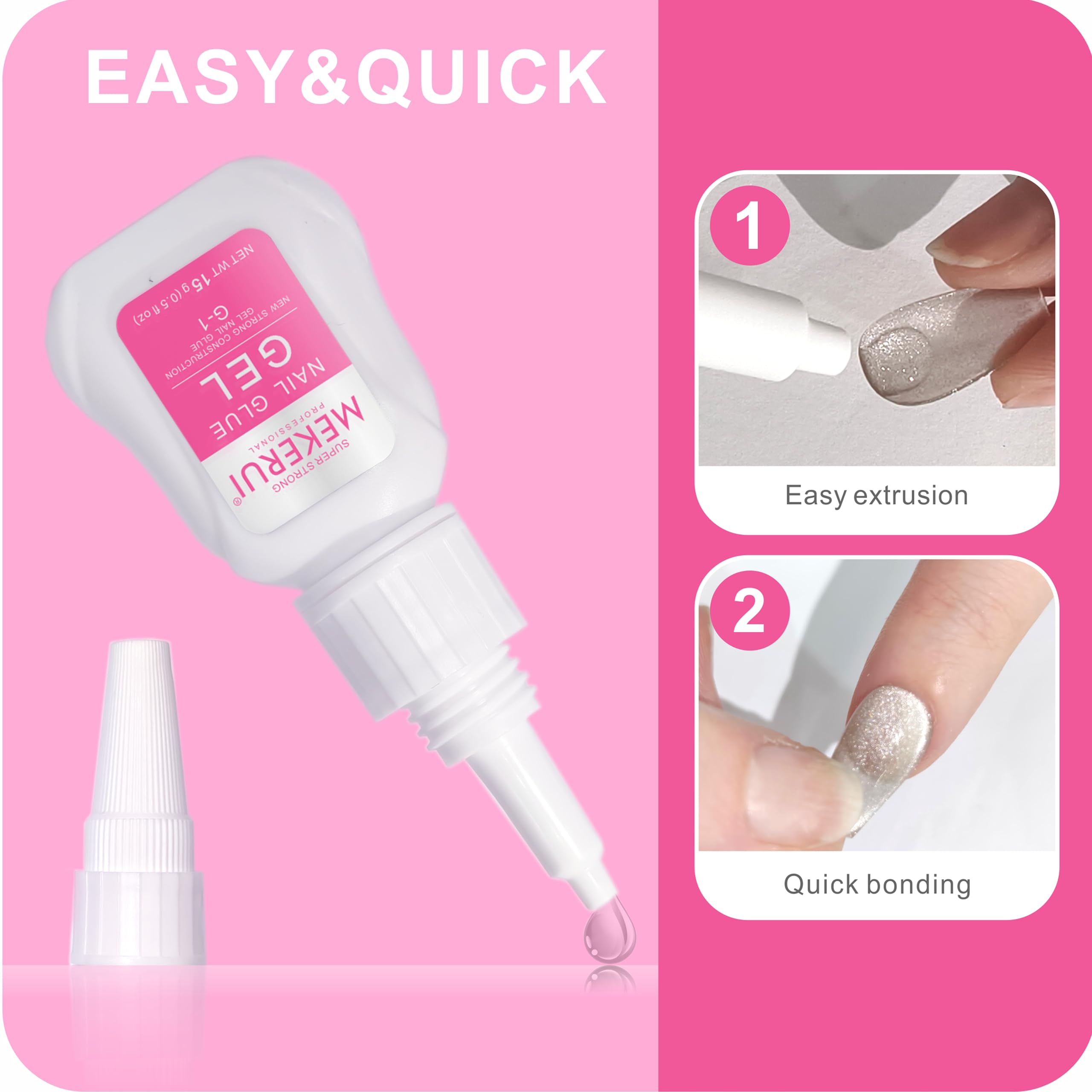 Close up of Thr3e Strokes nail adhesive gel texture