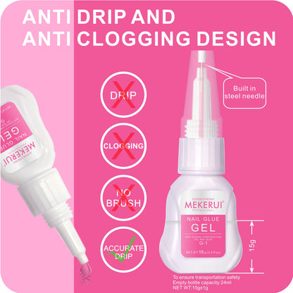 Professional nail glue gel for acrylic tips and repair