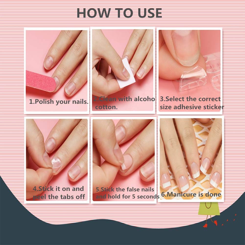 Top view of 10 sheets nail adhesive tabs set by Ivtor