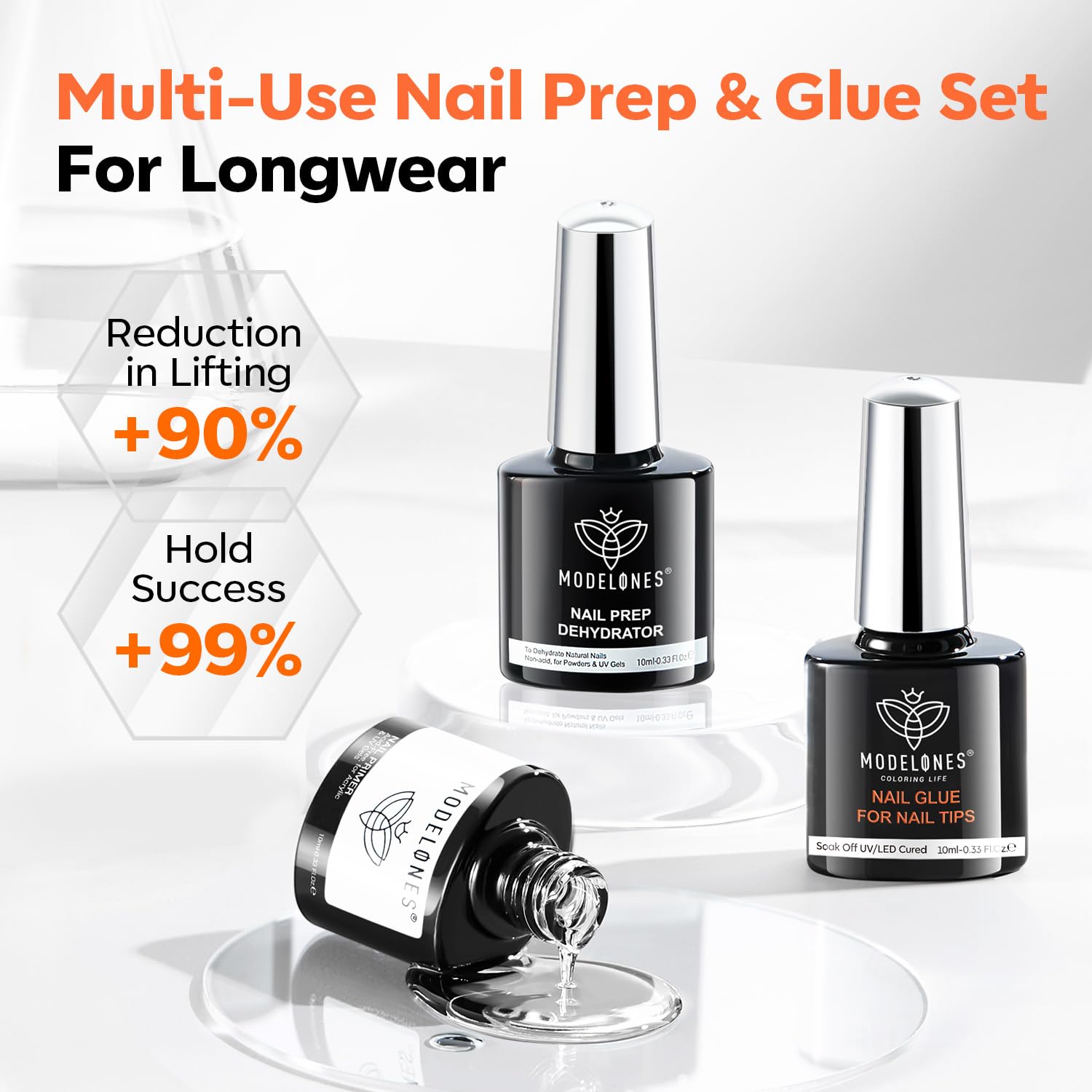 Modelones nail dehydrator and primer bottles