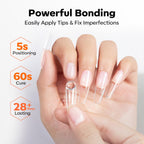 Application of gel nail glue on fake nail extension tips