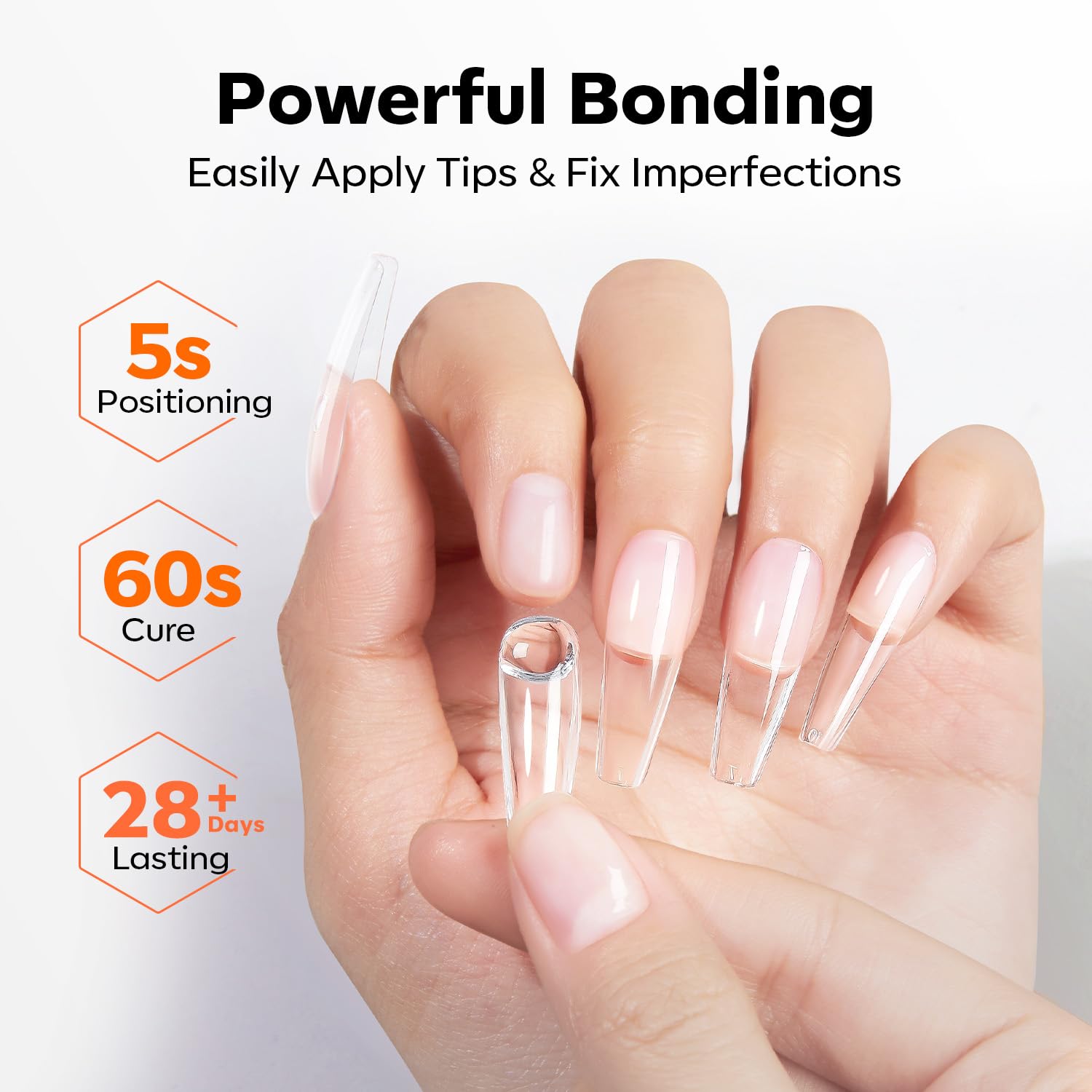Applying Modelones gel glue to press on nail tips