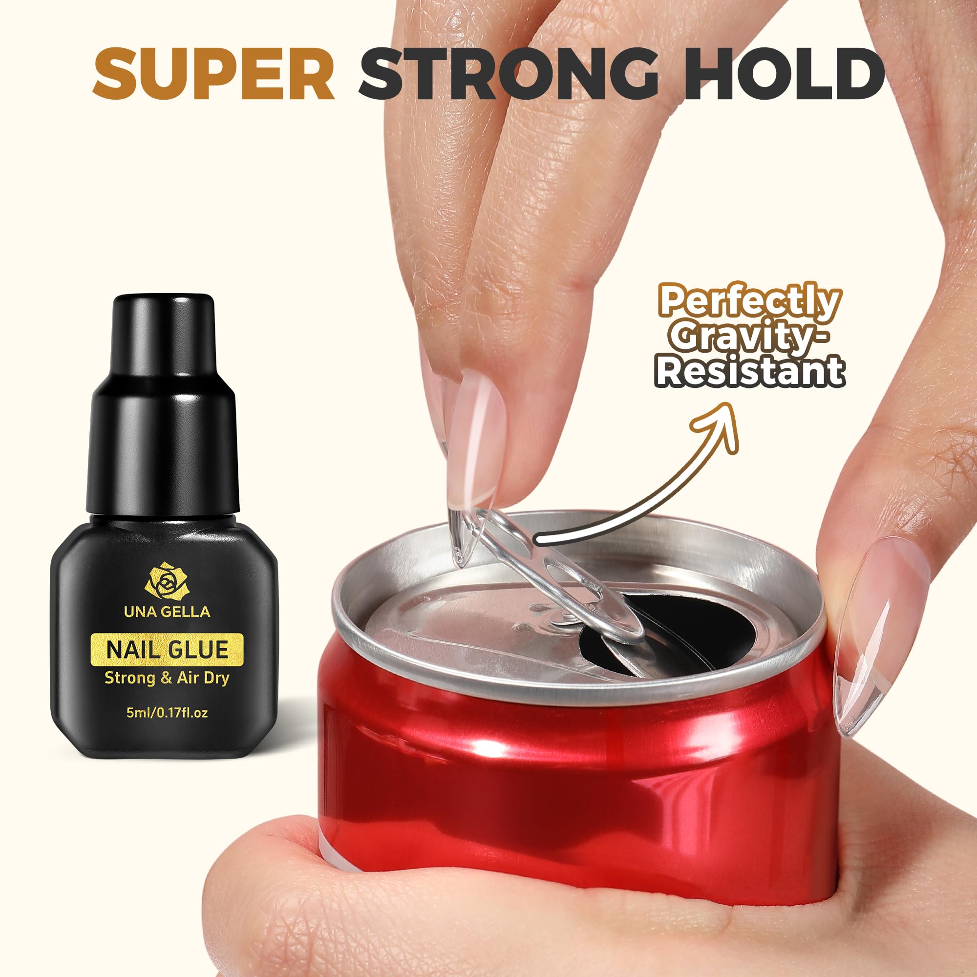 Close up of Una Gella nail adhesive for press on nails