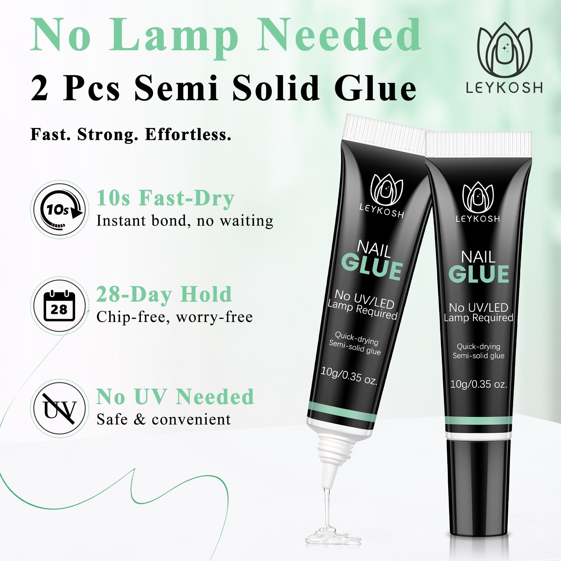 Two 10 gram tubes of Leykosh semi solid nail glue