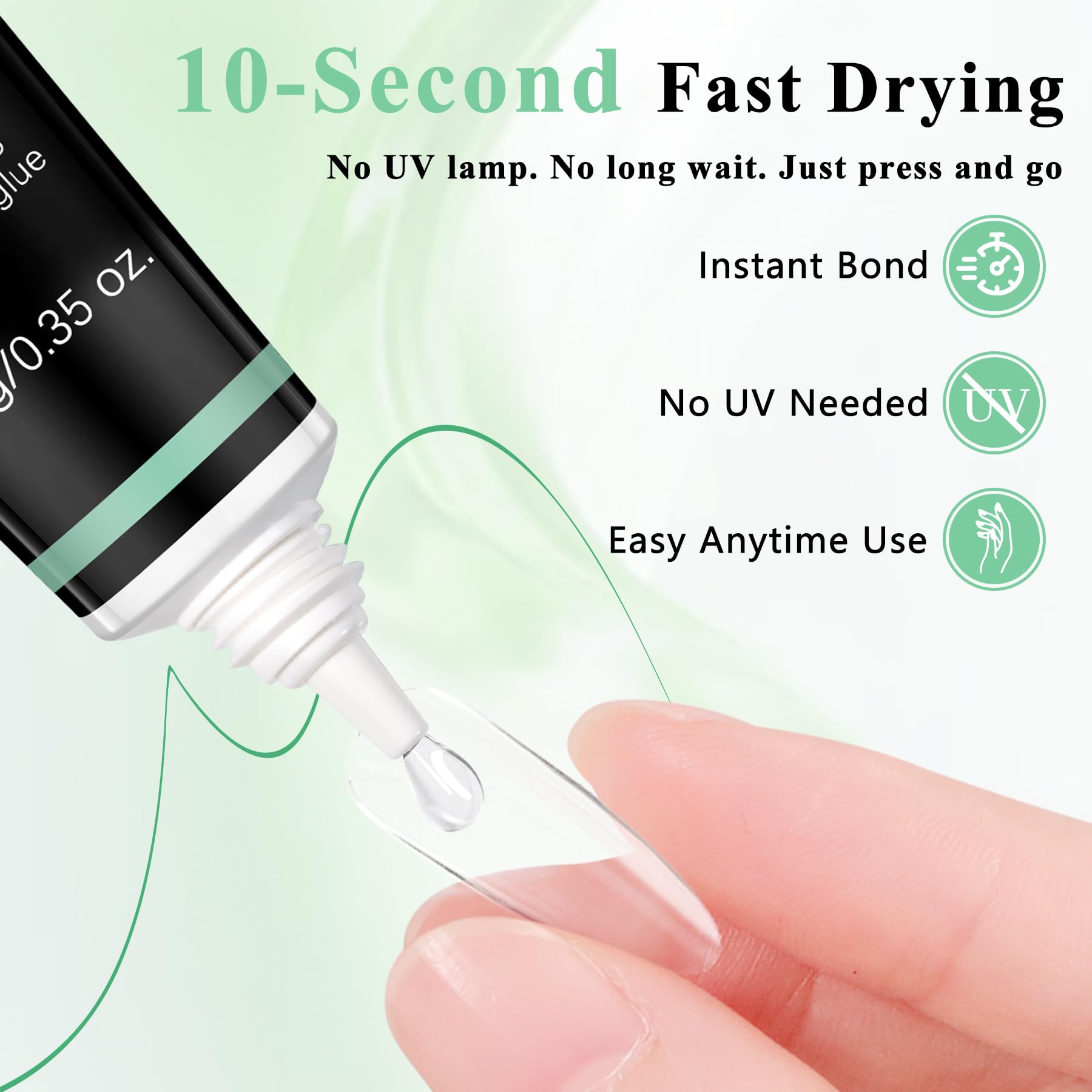 Leykosh nail glue being applied to press on nail tip