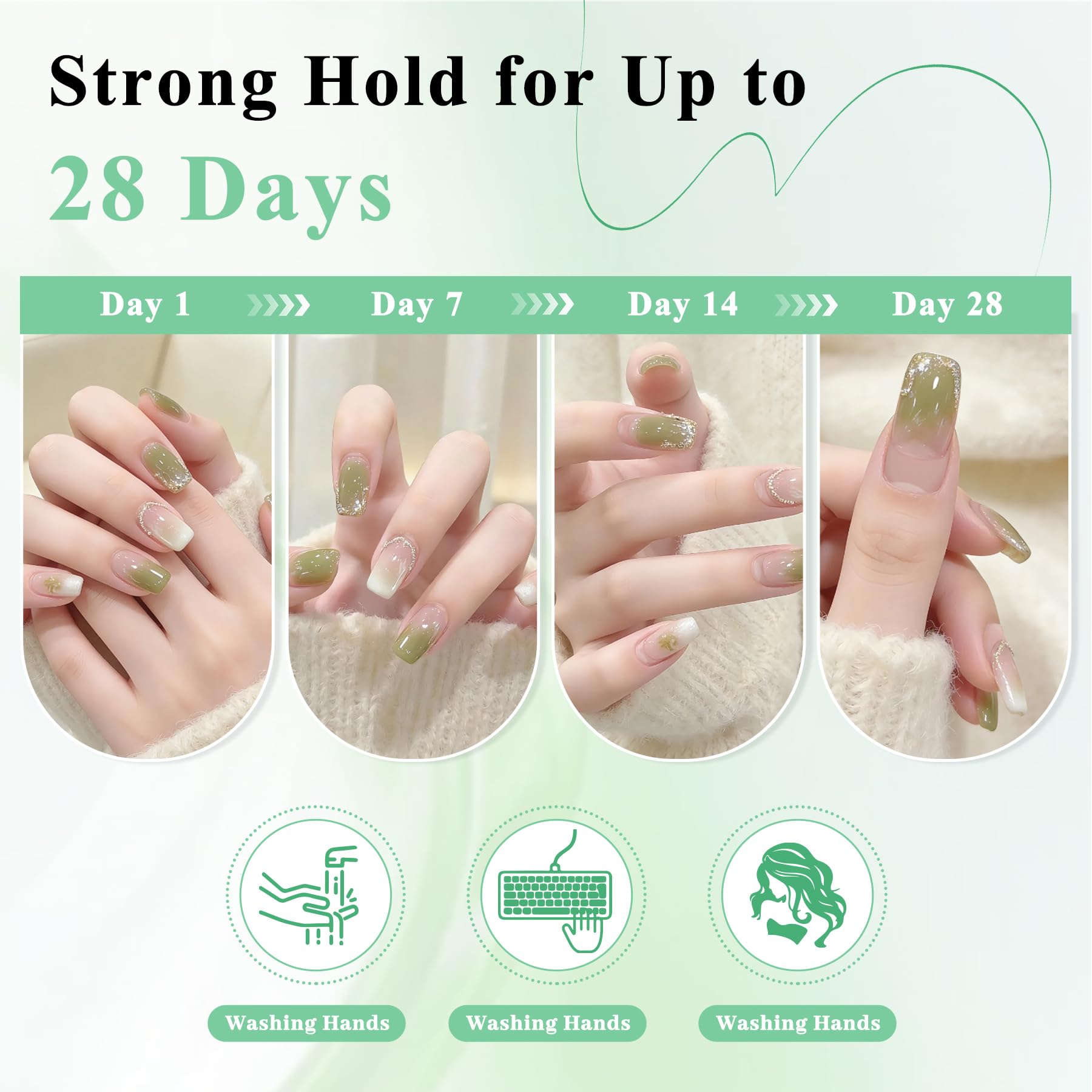 Instructions for applying Leykosh press on nail glue