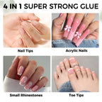 Luckyfairy solid nail glue gel tube showing the multi-colored floral logo and graphic design.