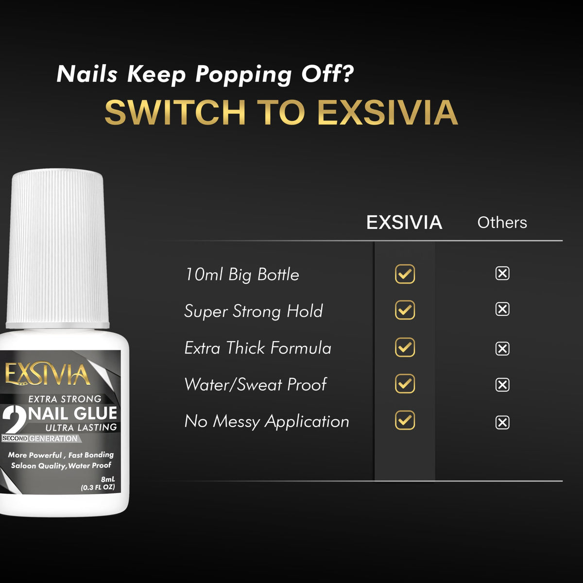 Exsivia super strong nail adhesive set ready for use