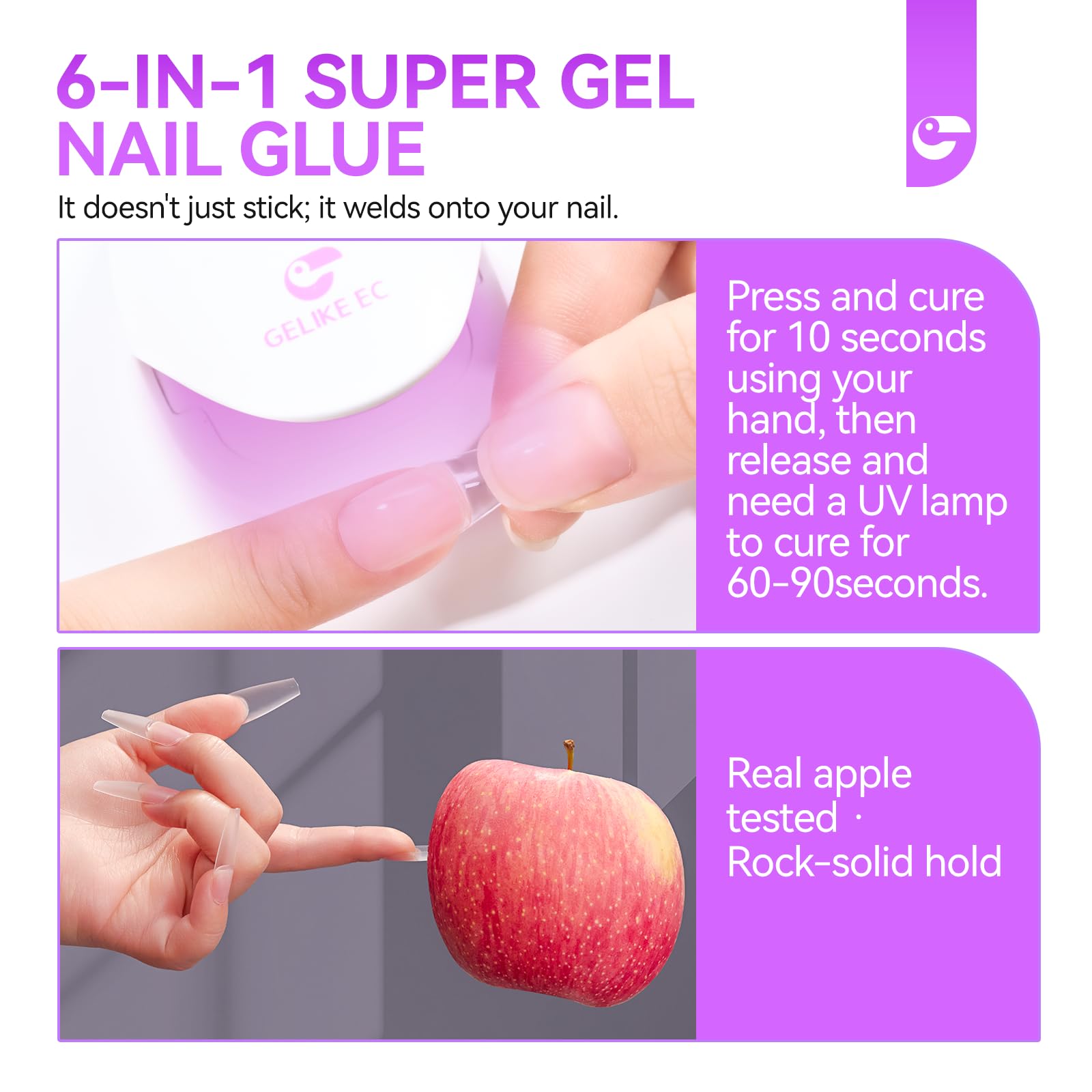 Close up of Gelike EC adhesive texture and brush applicator