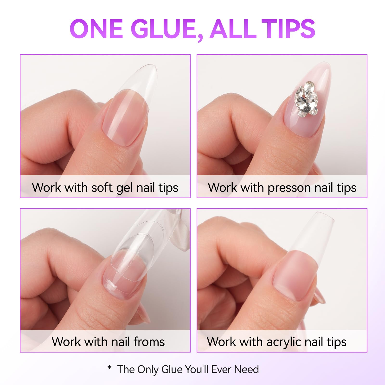 Application process of Gelike EC glue on natural nails