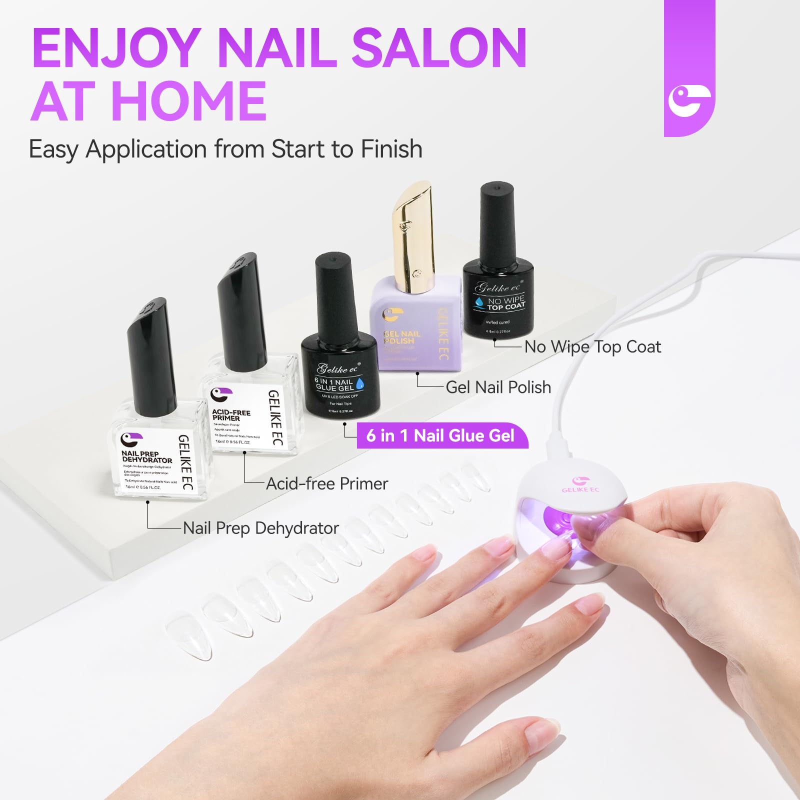 Manicure result using Gelike EC 6 in 1 glue